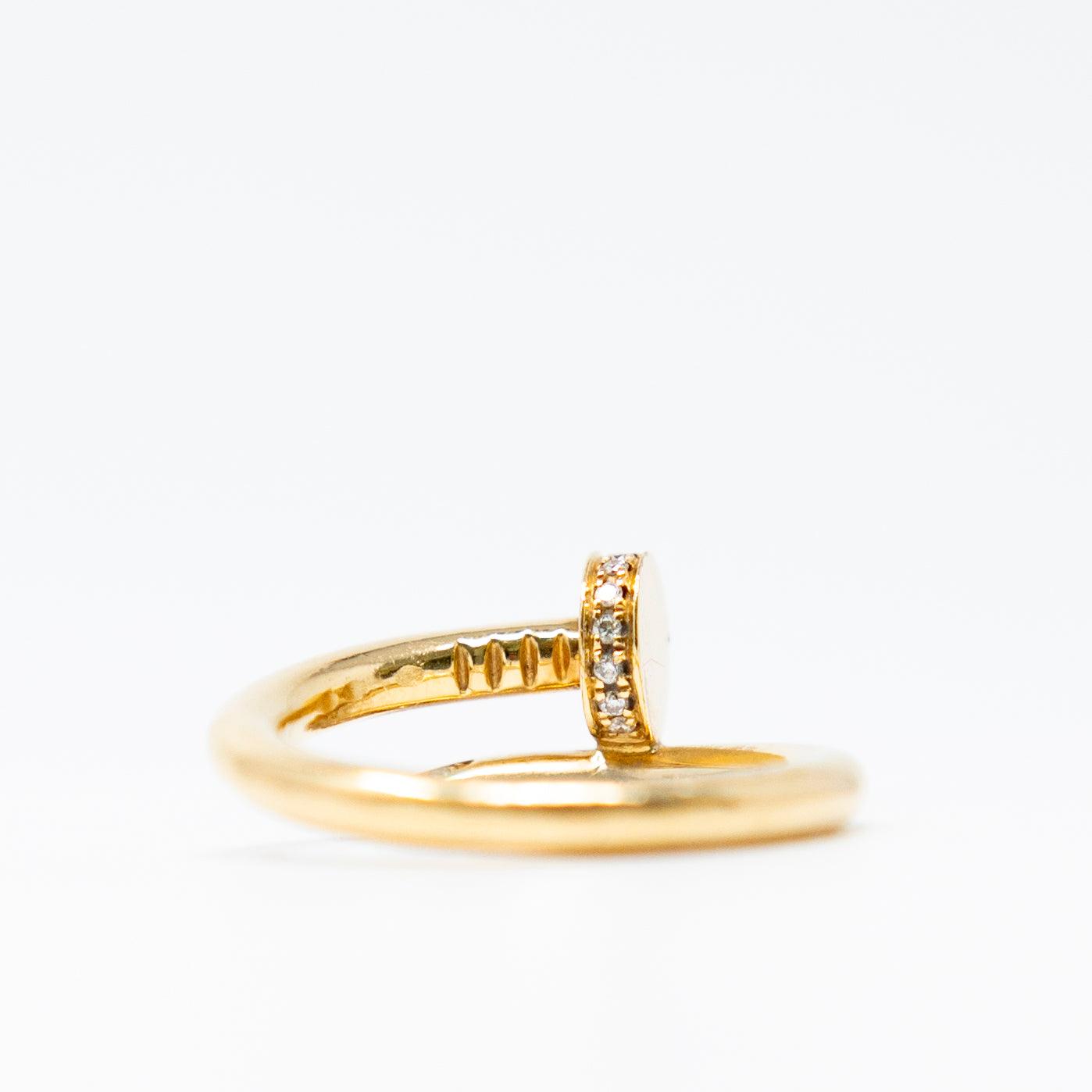 Cartier Yellow Gold Diamond Juste Un Clou Ring 60