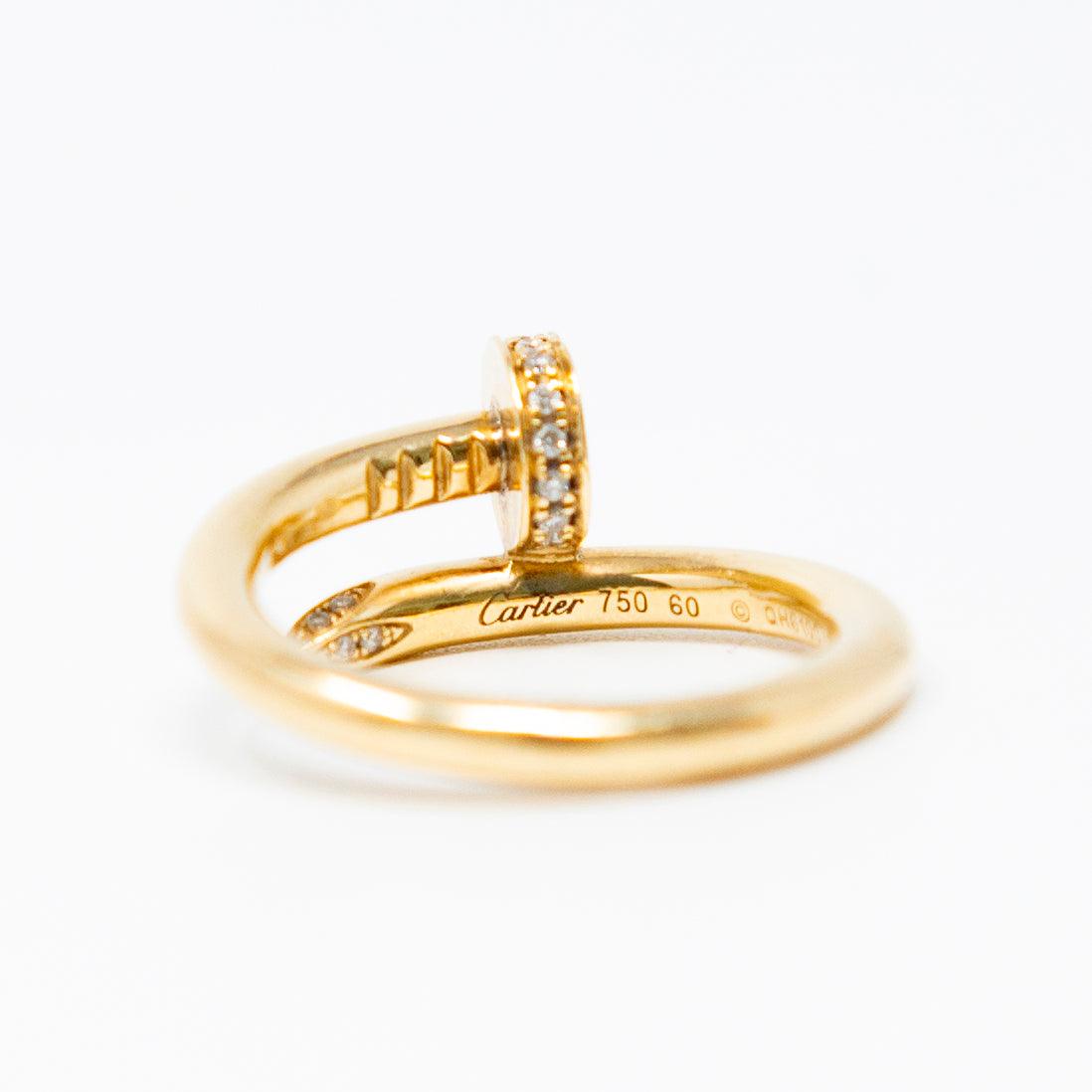 Cartier Yellow Gold Diamond Juste Un Clou Ring 60