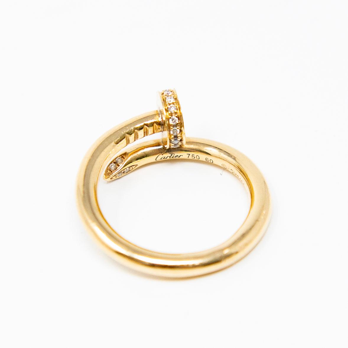 Cartier Yellow Gold Diamond Juste Un Clou Ring 60