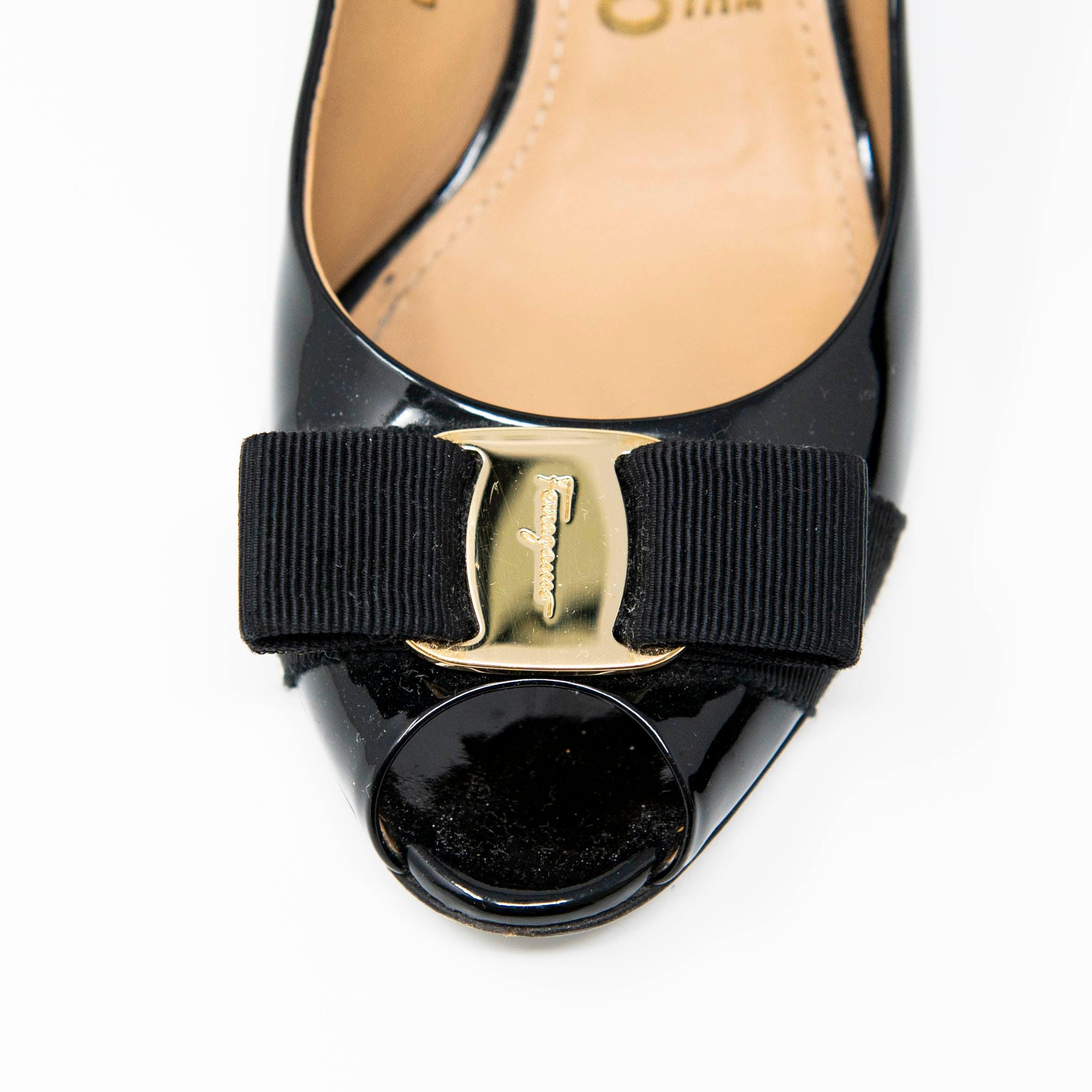 Salvatore Ferragamo Black Sissi Wedges 6