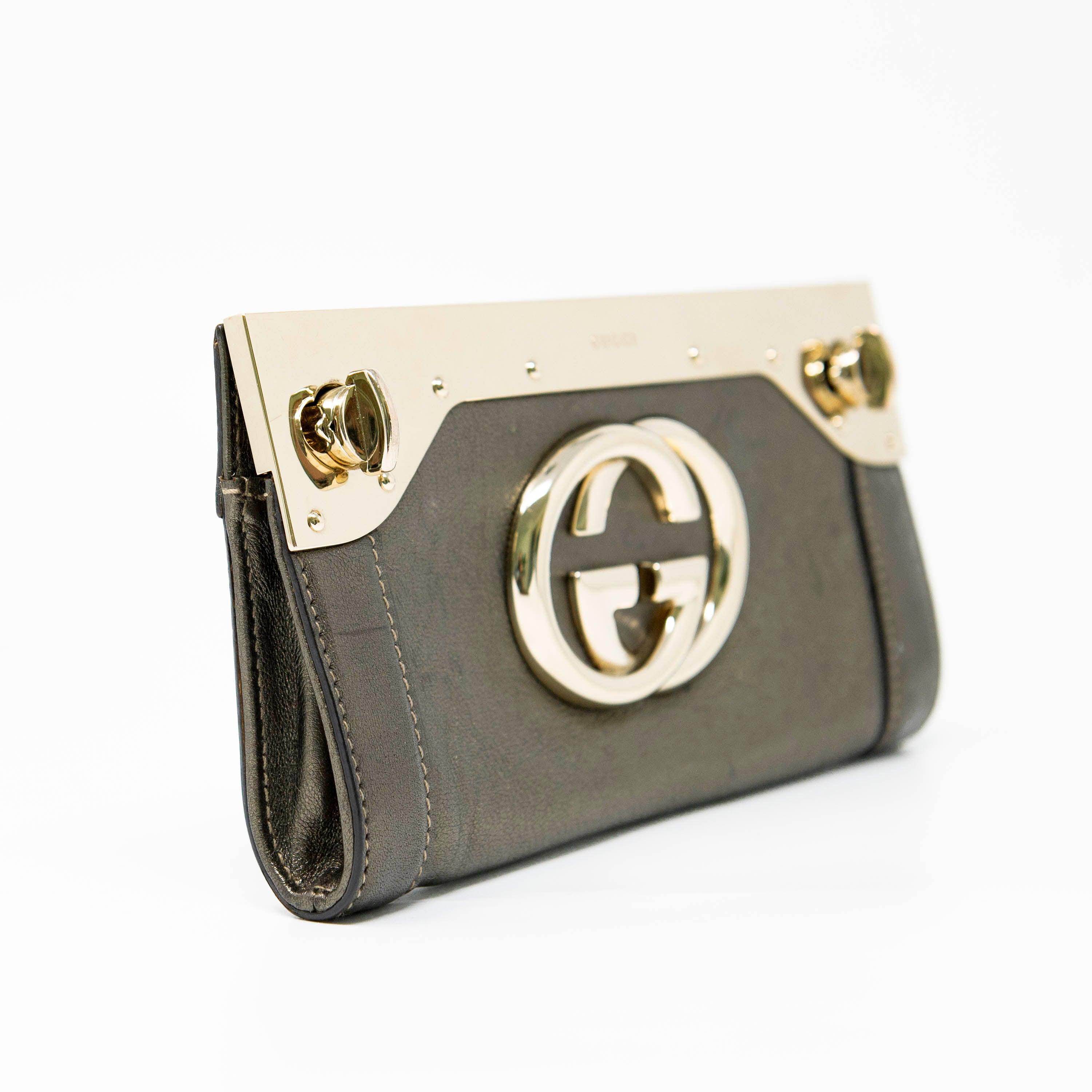 Gucci Metallic Grey Britt Clutch