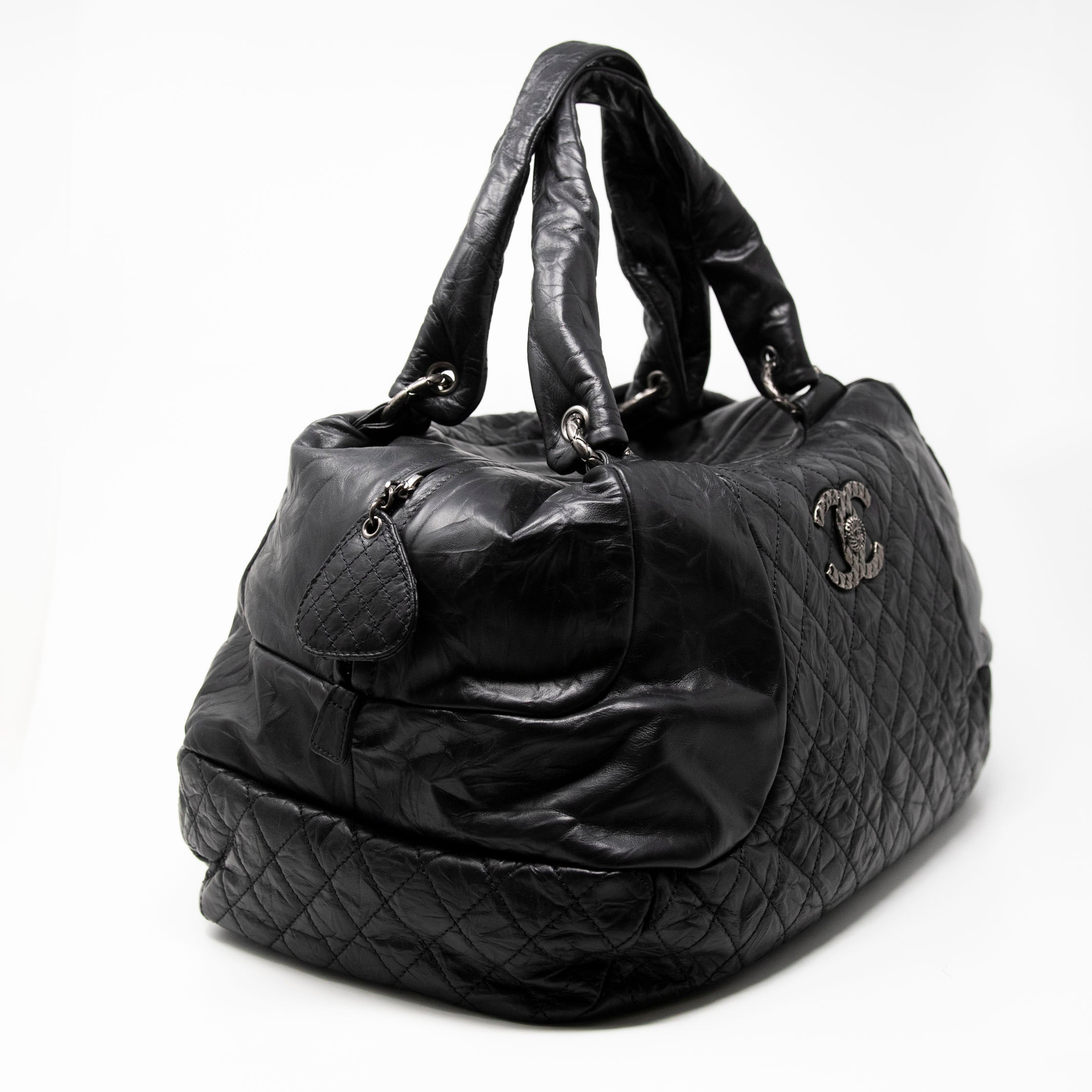 Chanel Black Coco Rider Bowling Bag