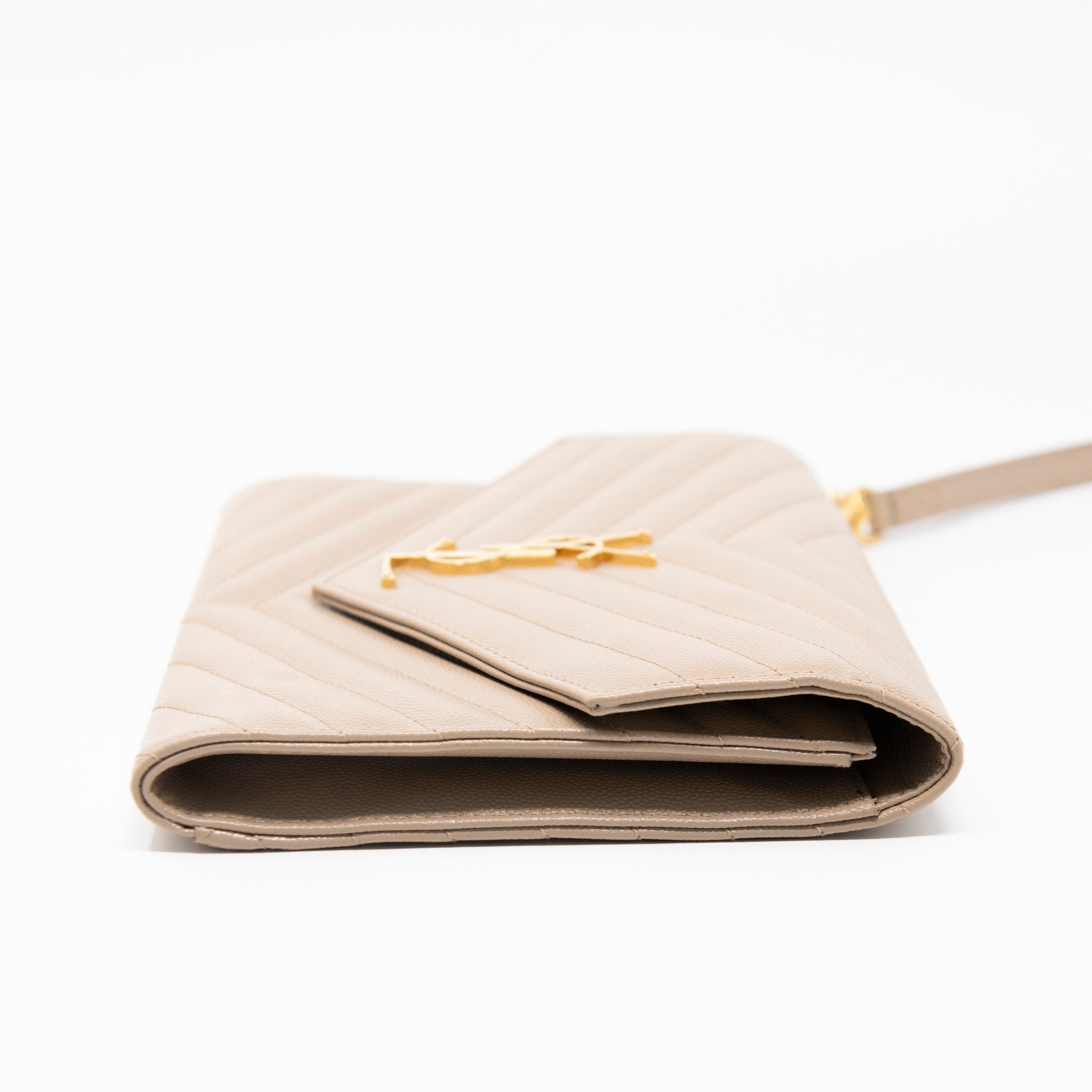 Saint Laurent Beige Cassandre Flap Pouch