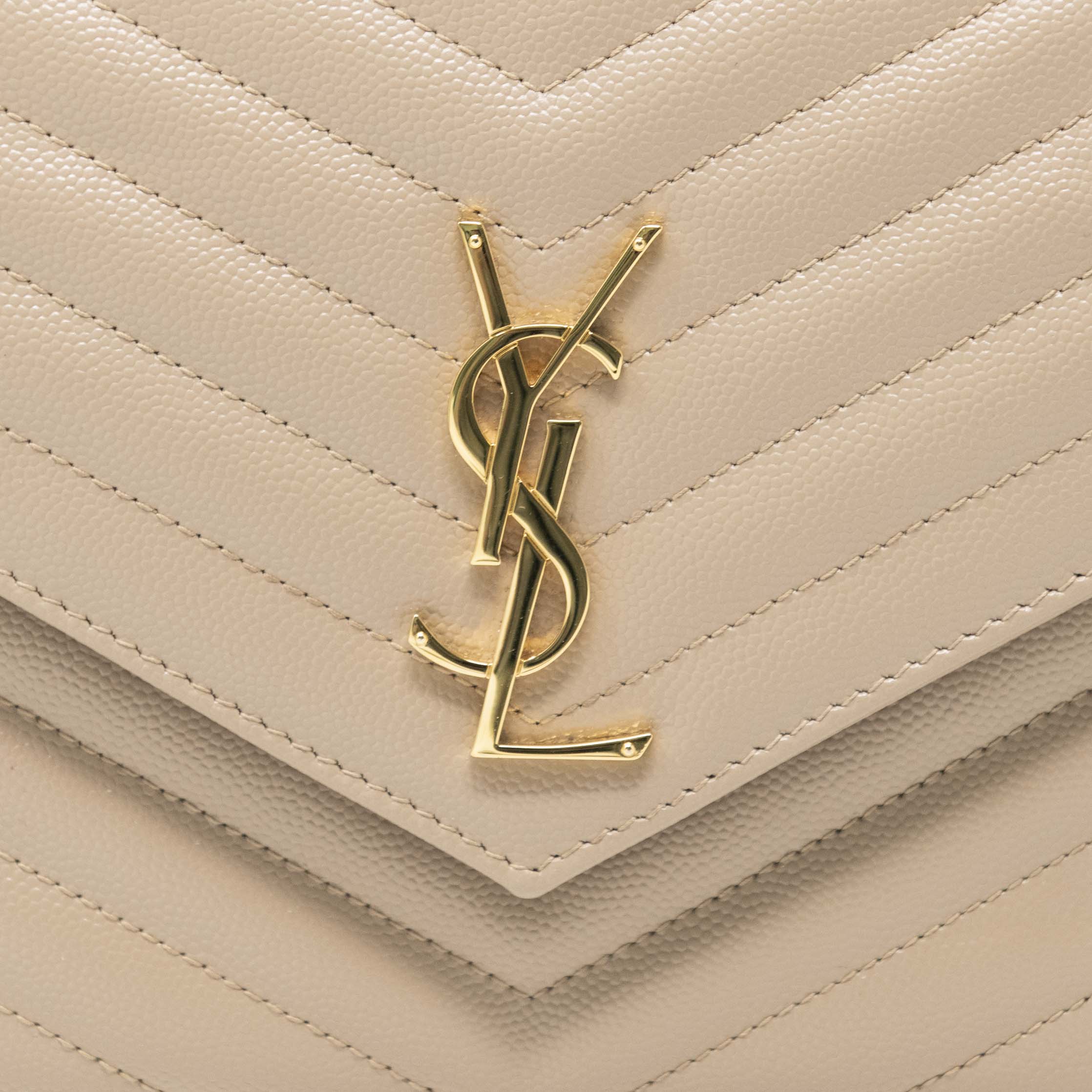 Saint Laurent Beige Cassandre Flap Pouch