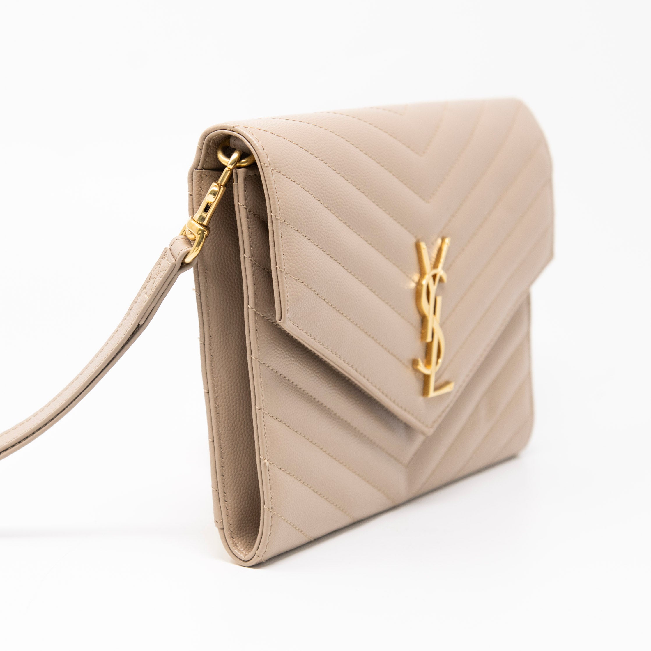 Saint Laurent Beige Cassandre Flap Pouch