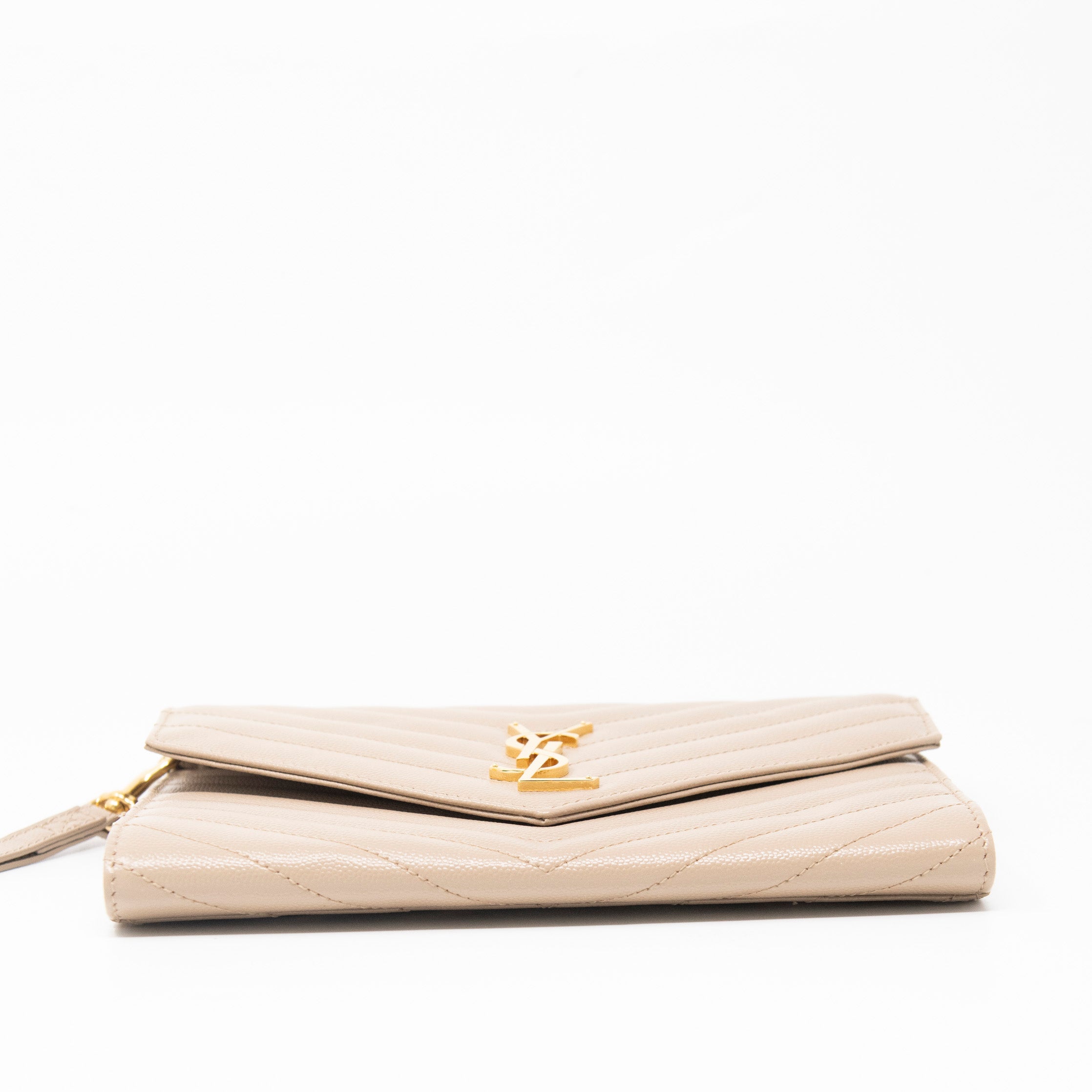 Saint Laurent Beige Cassandre Flap Pouch