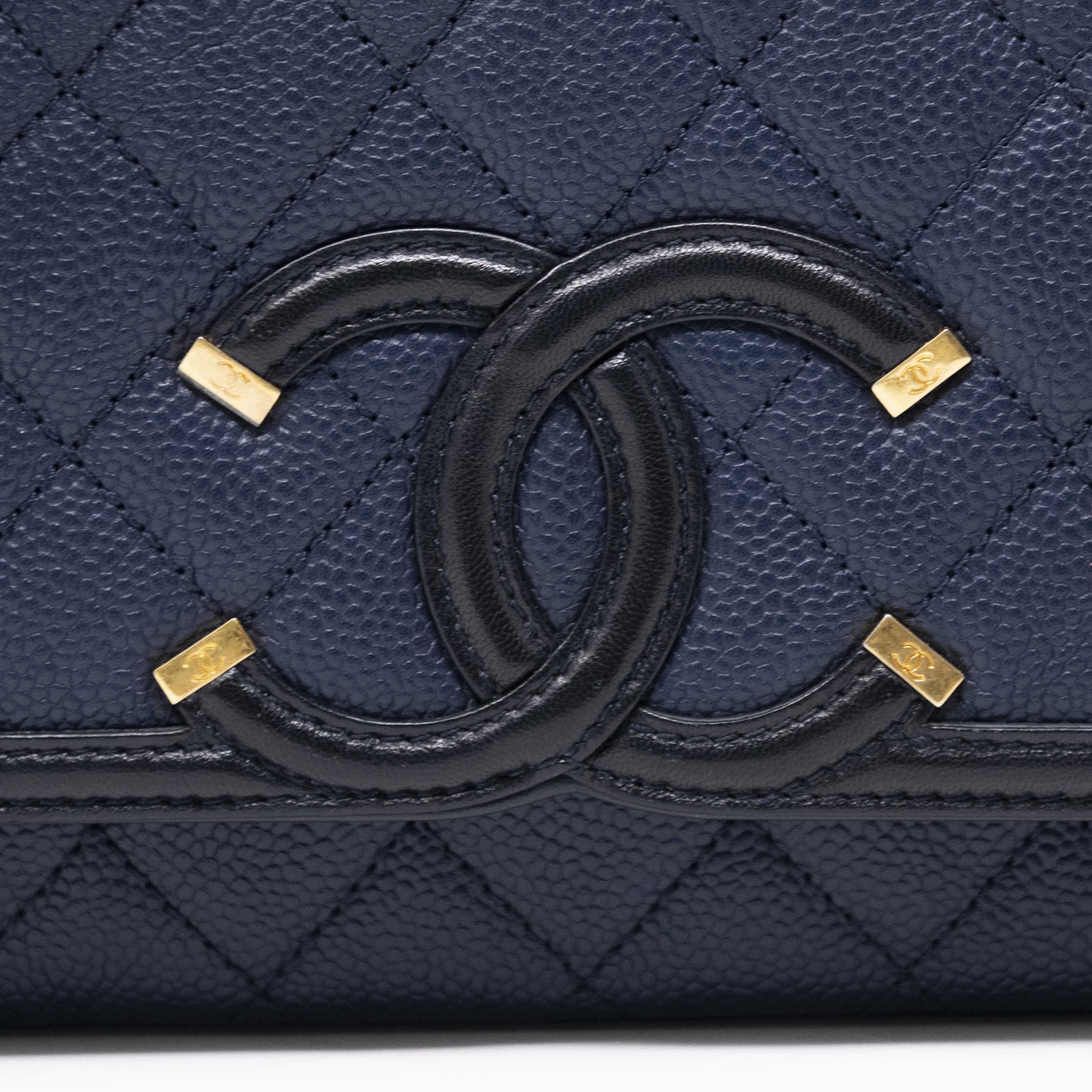 Chanel Navy Blue Medium Filigree Flap