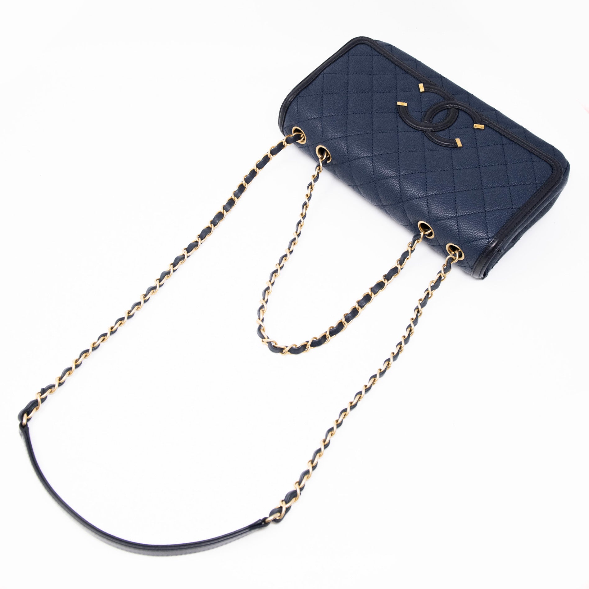 Chanel Navy Blue Medium Filigree Flap