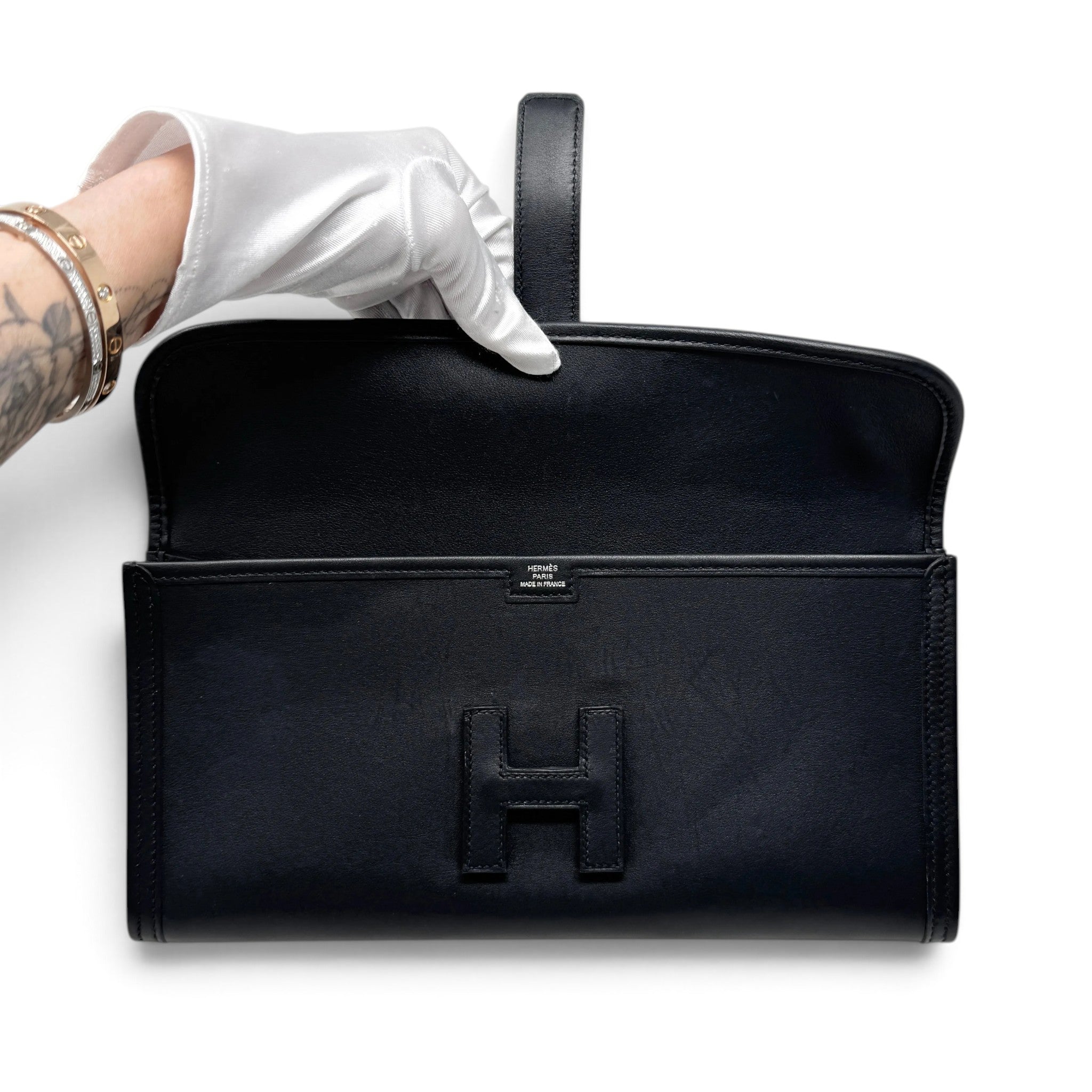 Hermes Noir Swift Jige Elan Clutch 29