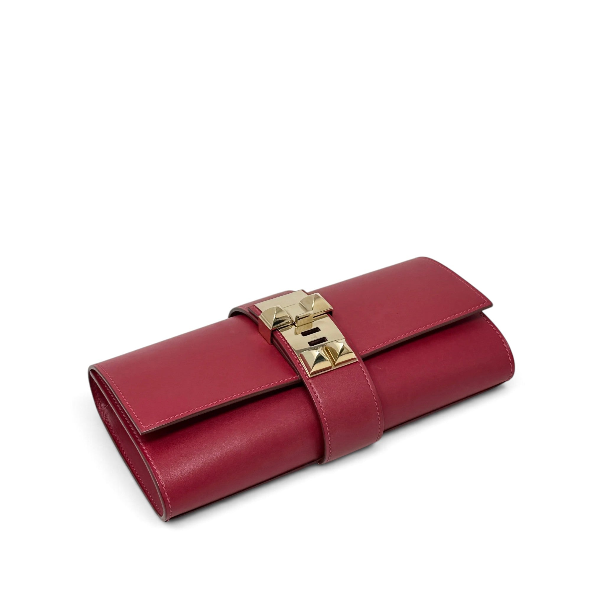 Hermes Rouge Vif Tadelakt Medor Clutch 23