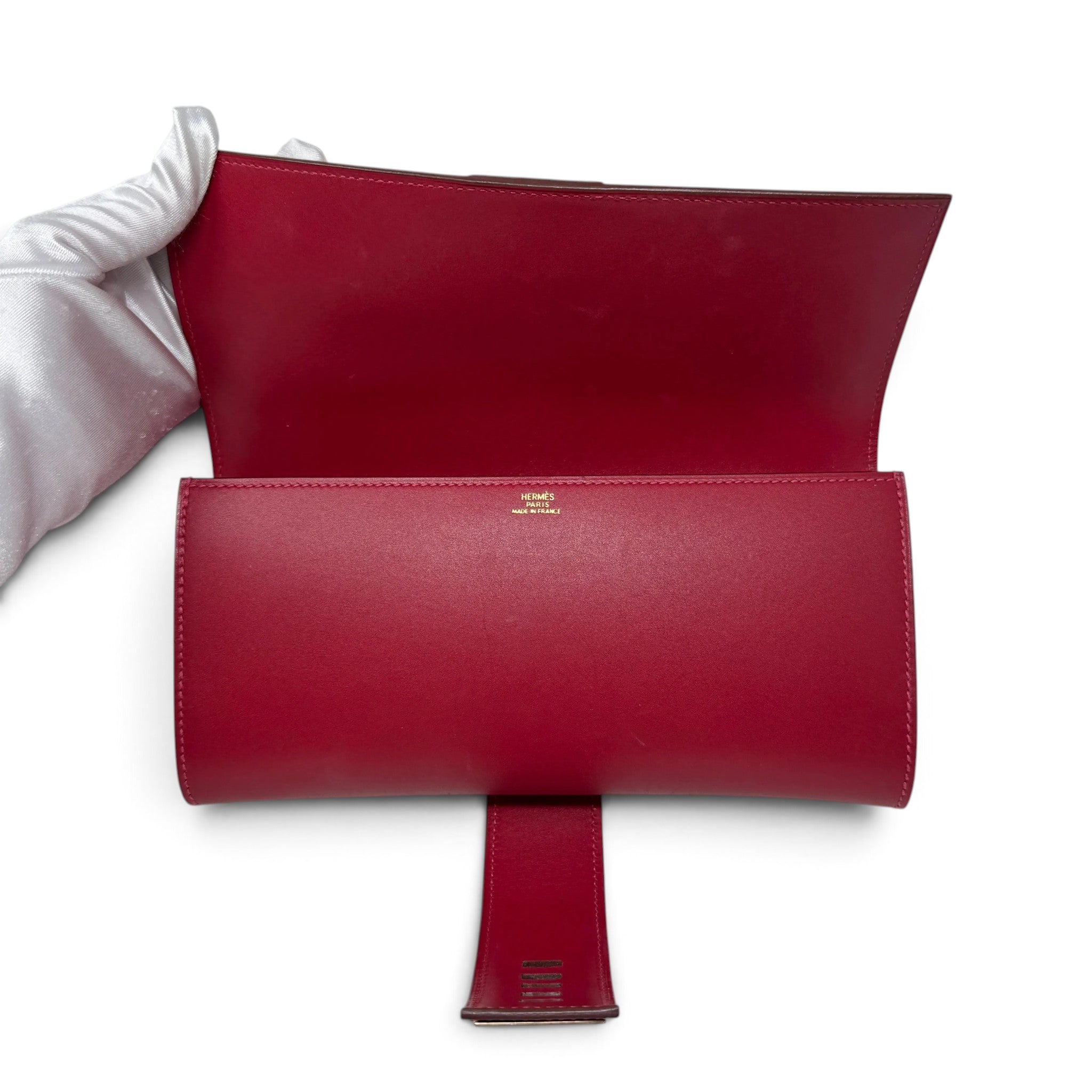 Hermes Rouge Vif Tadelakt Medor Clutch 23
