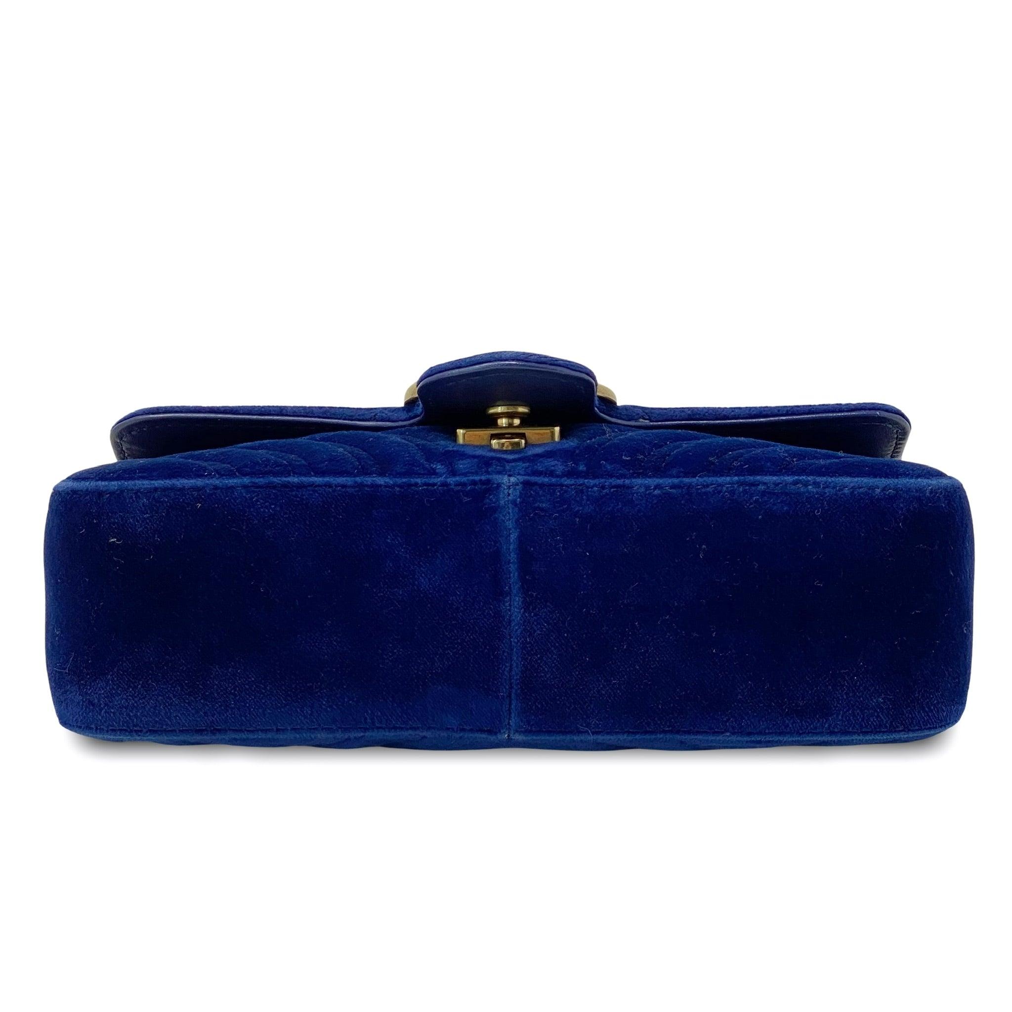 Gucci Blue Velvet Mini GG Marmont Bag Jadore Couture