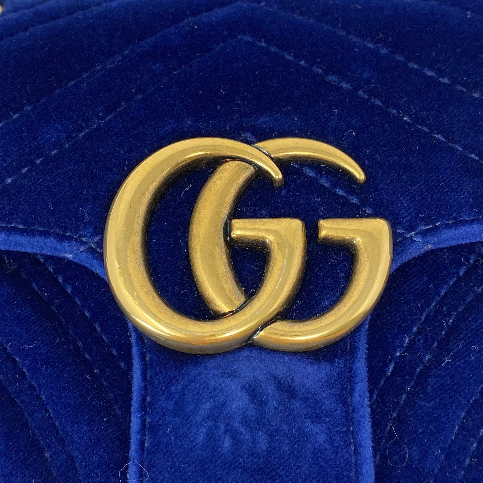 Gucci Blue Velvet Mini GG Marmont Bag