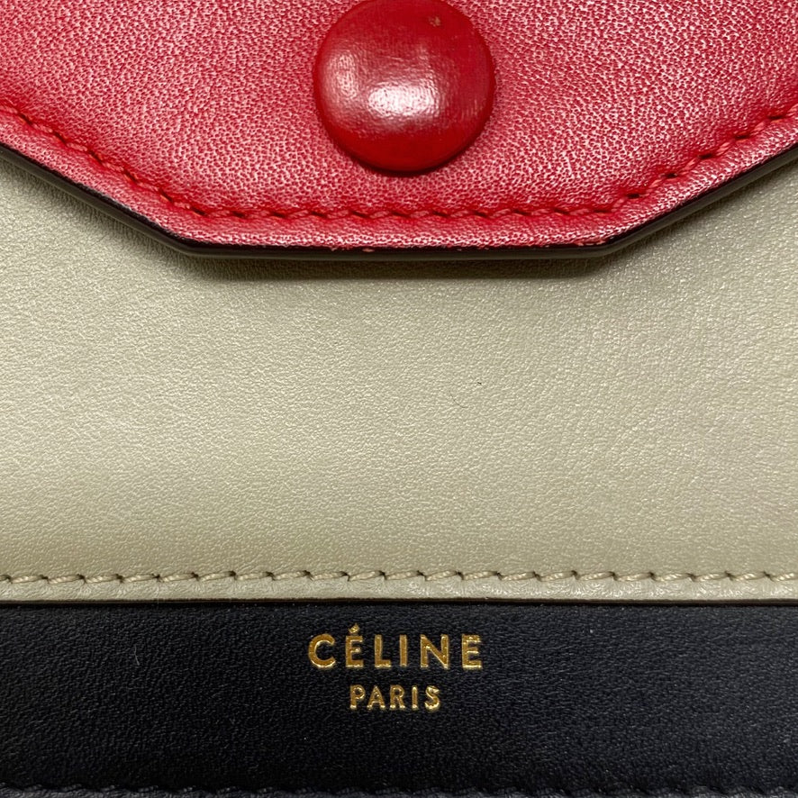 Celine Red Large Pocket Wallet On Chain