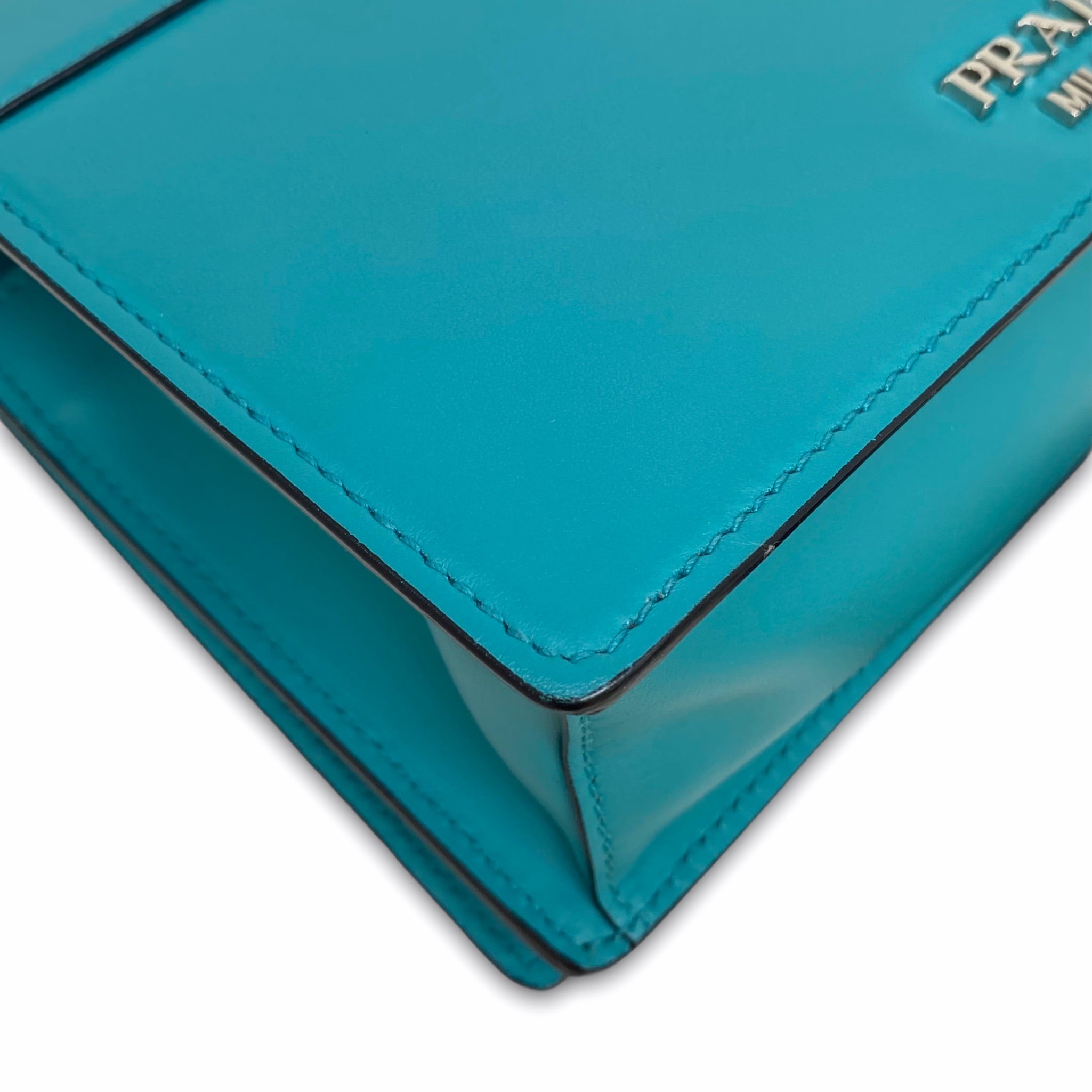Prada Turquoise Plex Ribbon Geometric Crossbody Bag