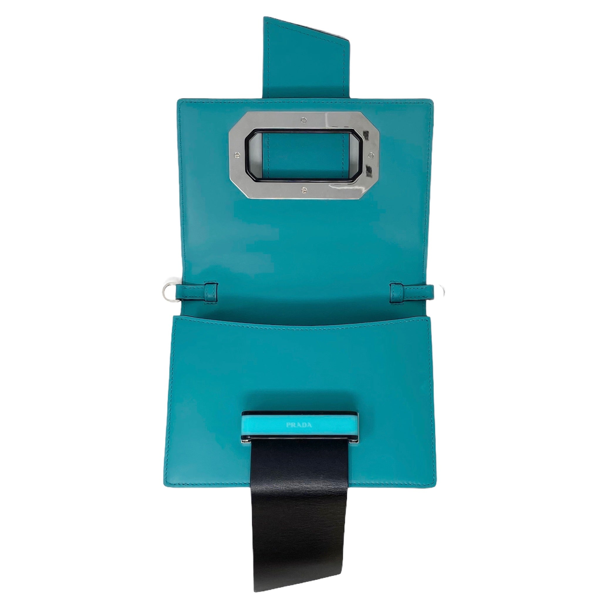 Prada Turquoise Plex Ribbon Geometric Crossbody Bag