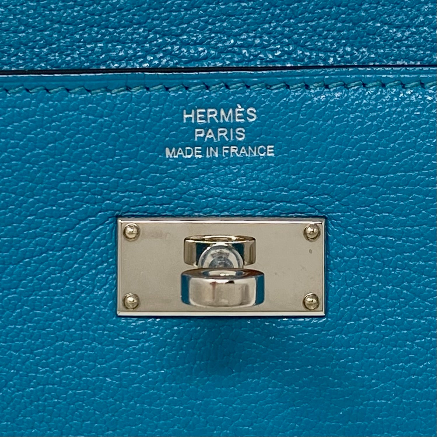 Hermes Blue Aztec Chevre Kelly Long Wallet
