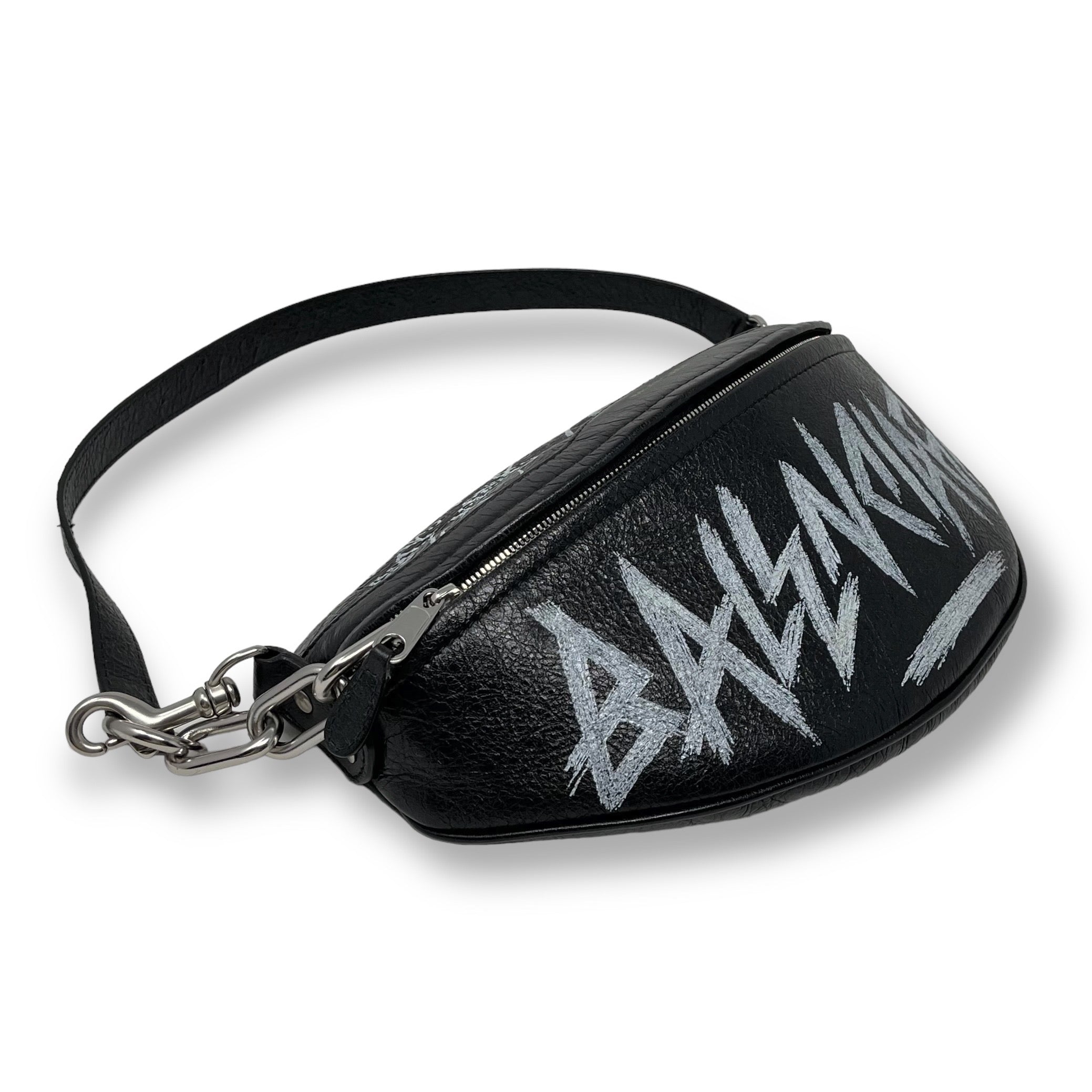 Balenciaga Black Graffiti Souvenir Shoulder Belt Bag