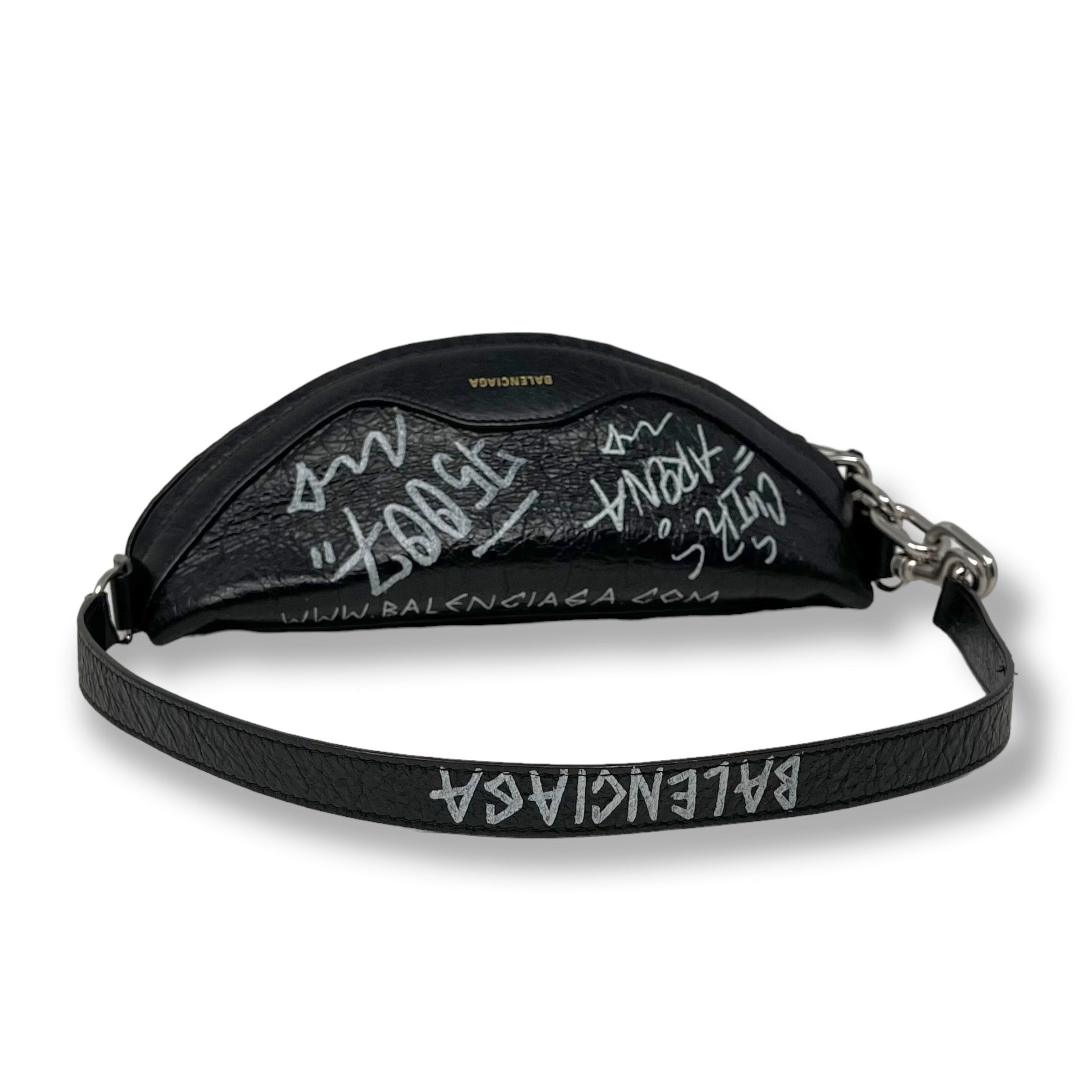 Balenciaga Black Graffiti Souvenir Shoulder Belt Bag