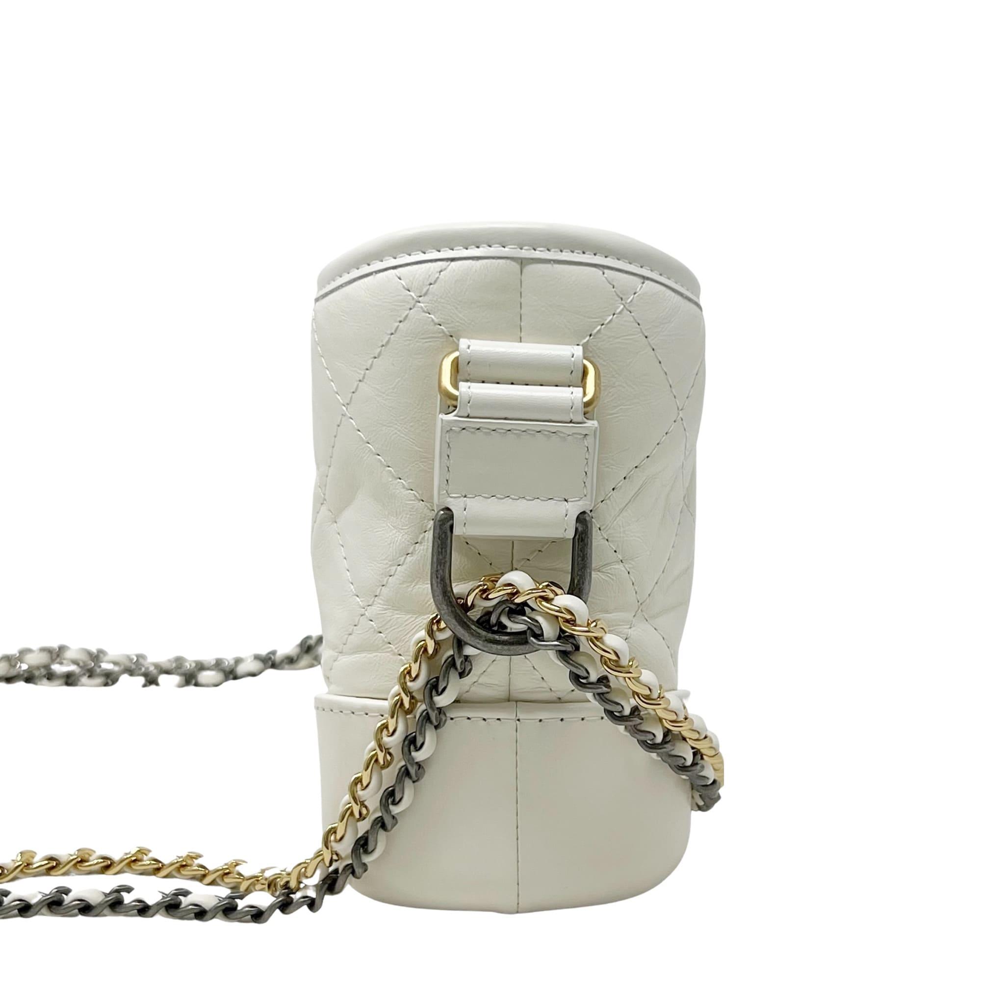 Chanel White Aged Calfskin Small Gabrielle Bag