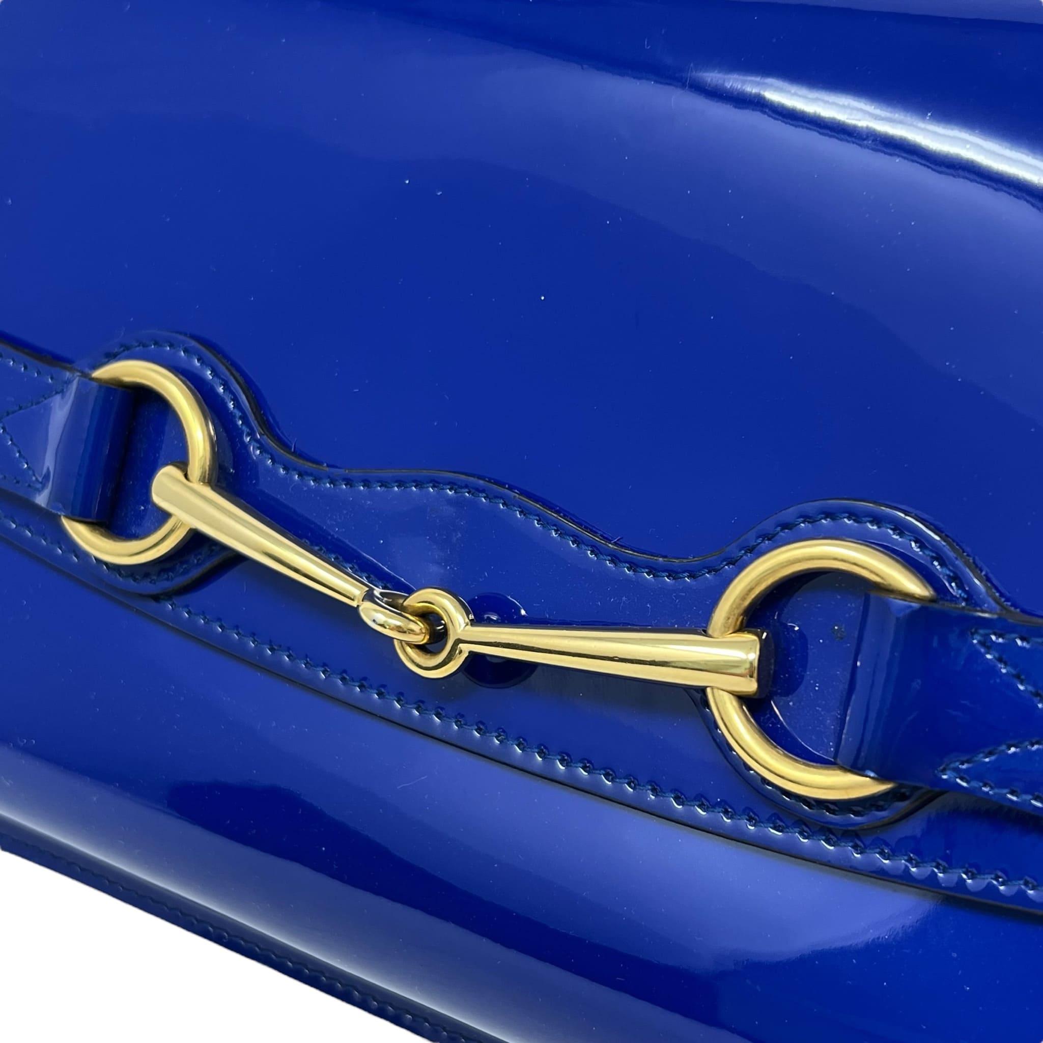 Gucci Blue Patent Bright Bit Clutch