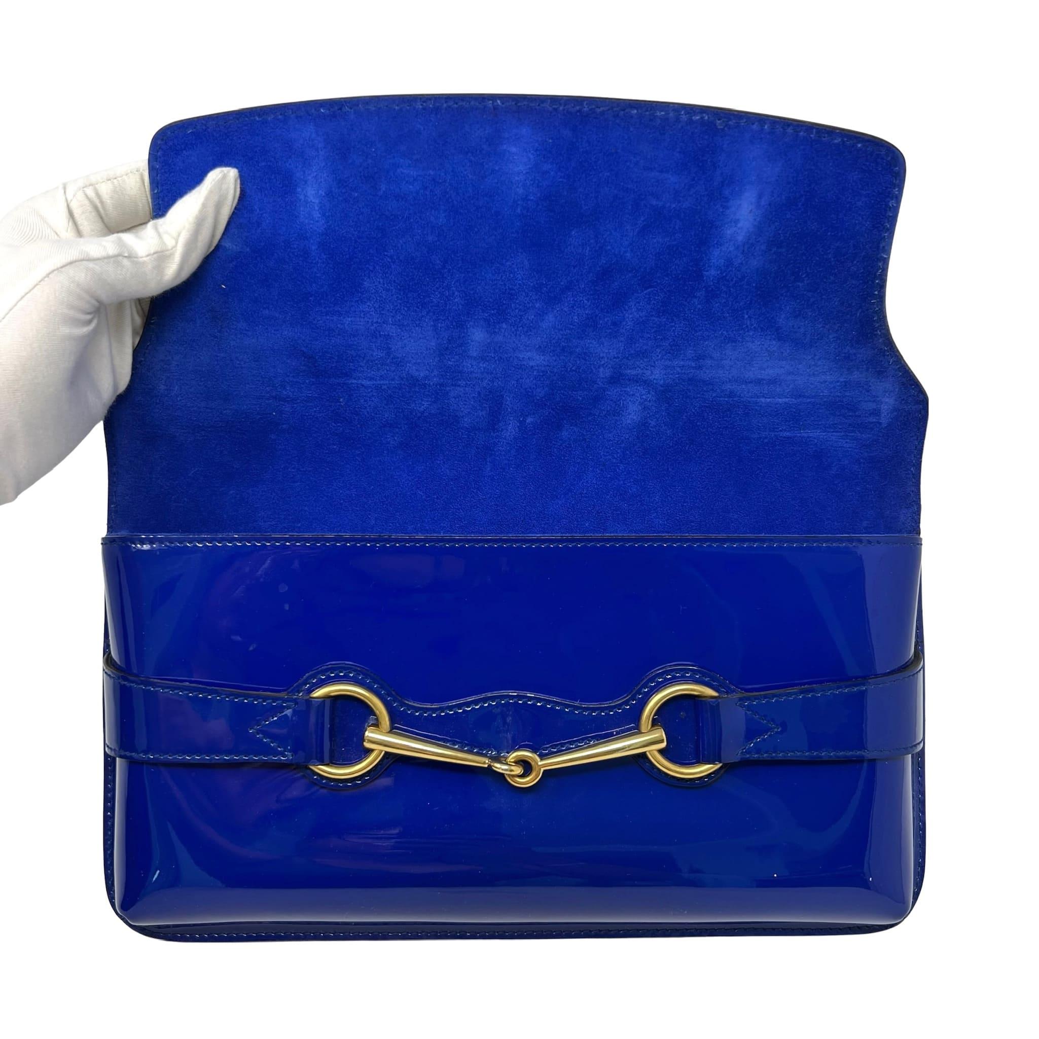 Gucci Blue Patent Bright Bit Clutch