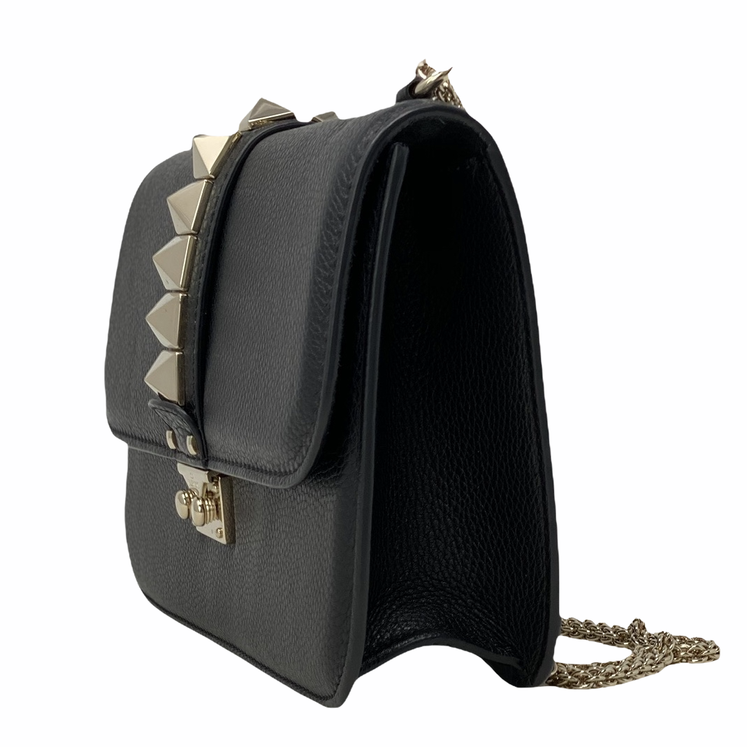 Valentino Black Rockstud Medium Glam Lock Bag