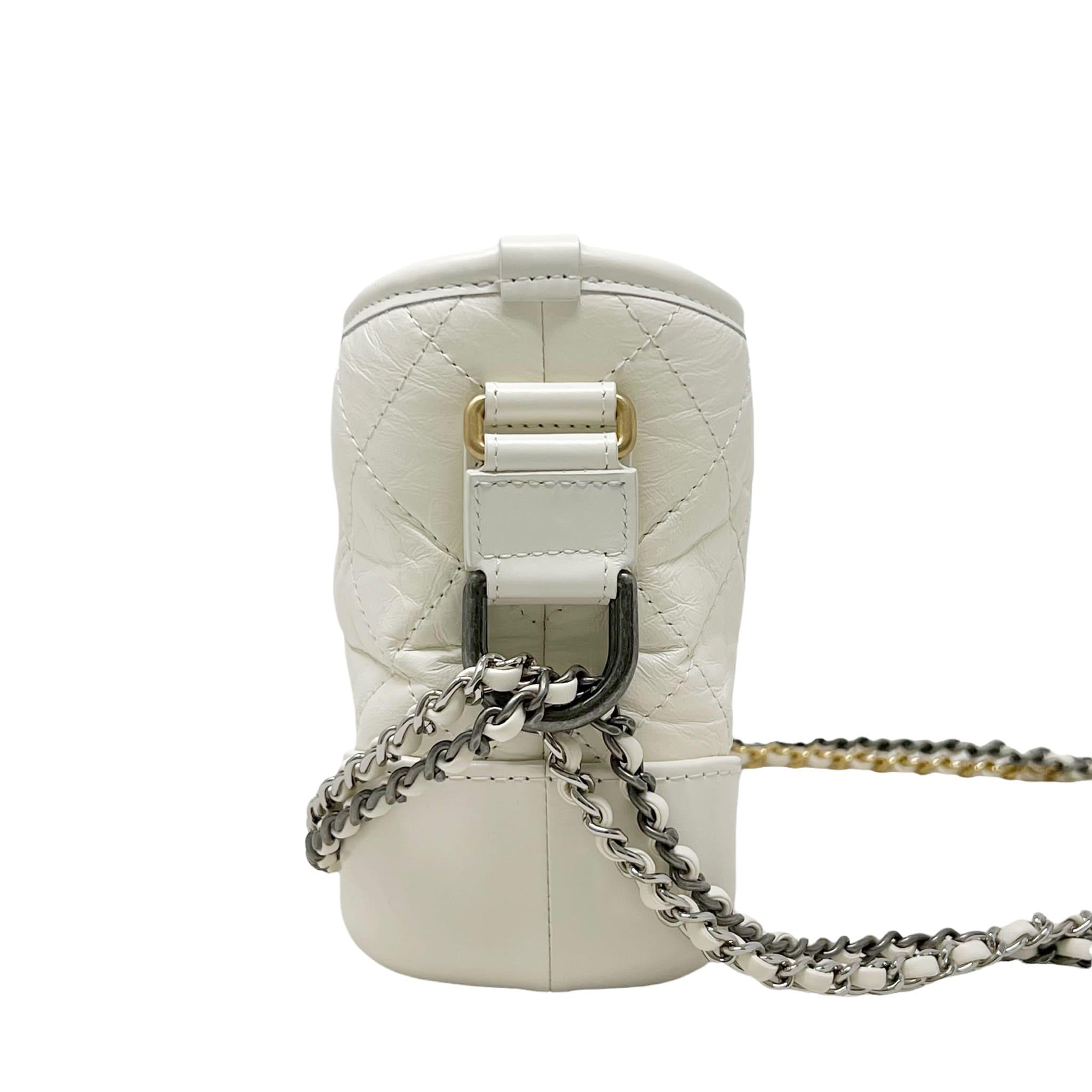 Chanel White Aged Calfskin Small Gabrielle Bag