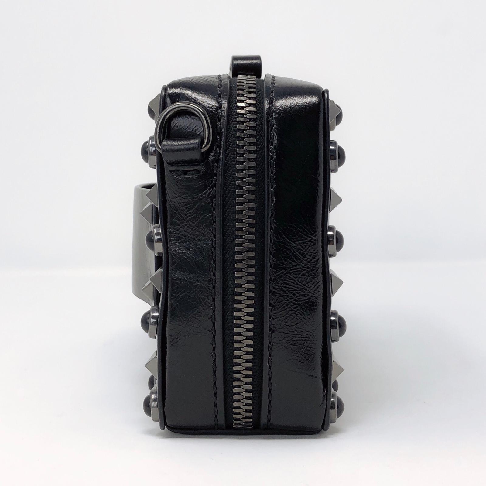 Valentino Black Rockstud Guitar Strap Camera Bag