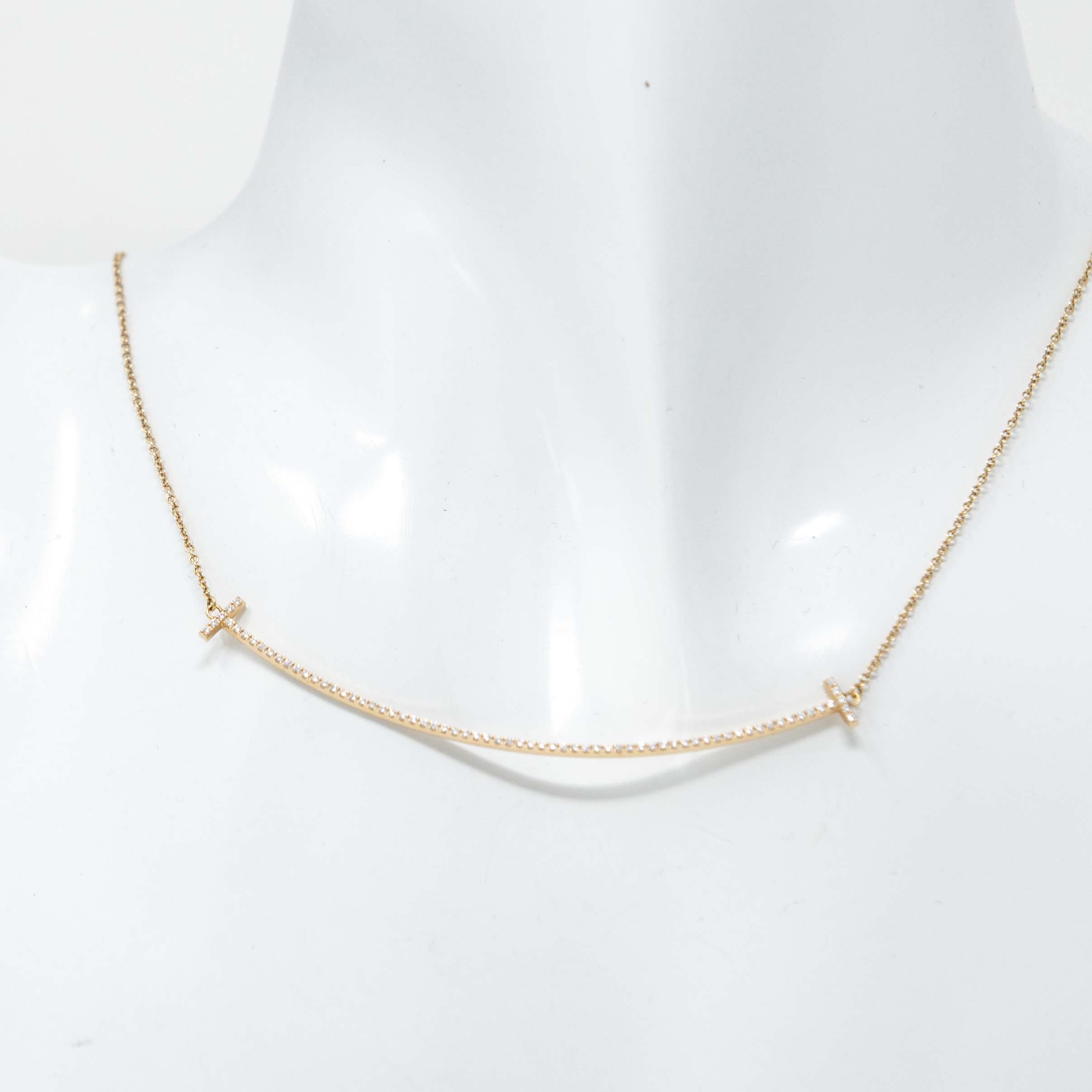 Tiffany & Co Diamond Large T-Smile Pendant Necklace