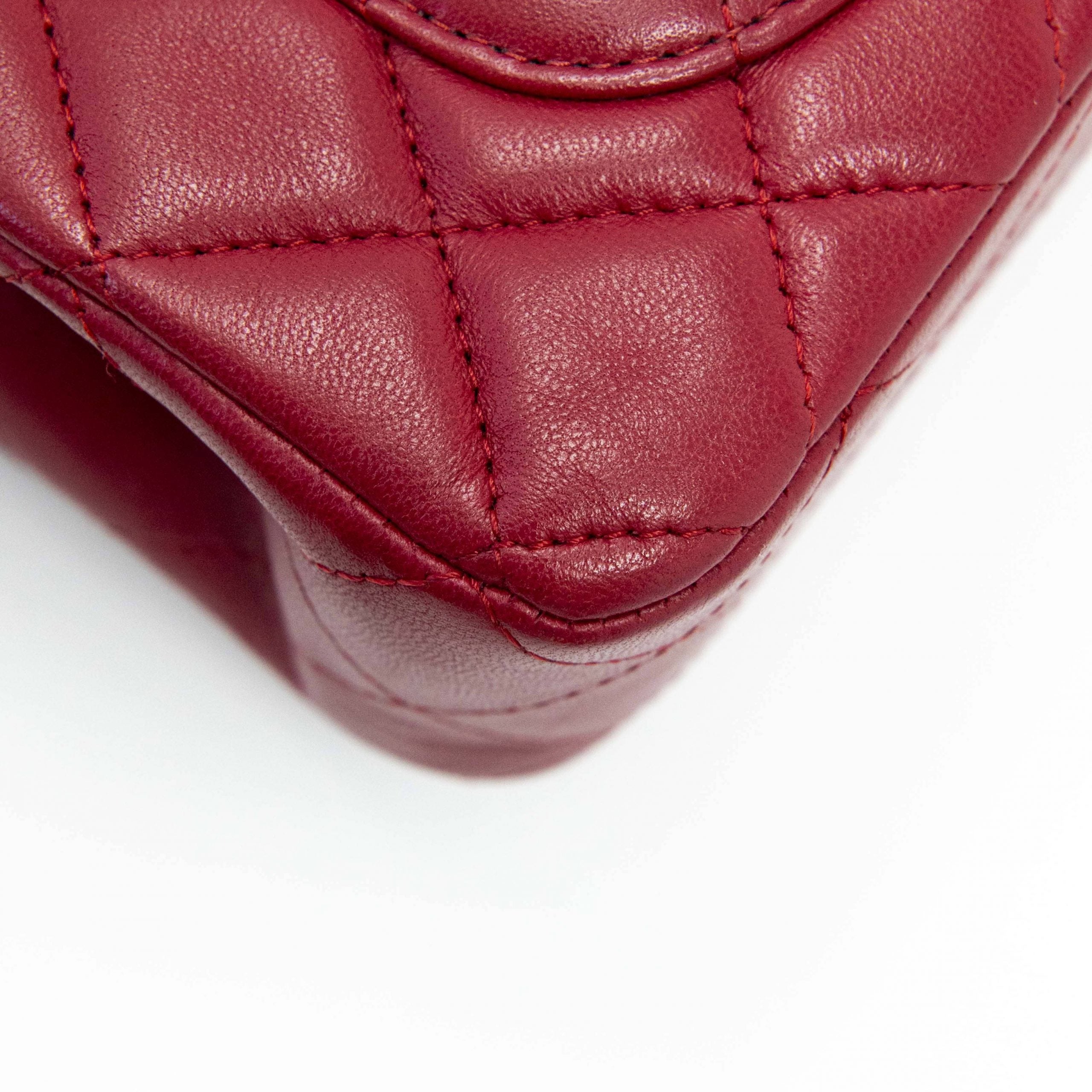 Chanel Red Lambskin Mini Classic Flap Bag
