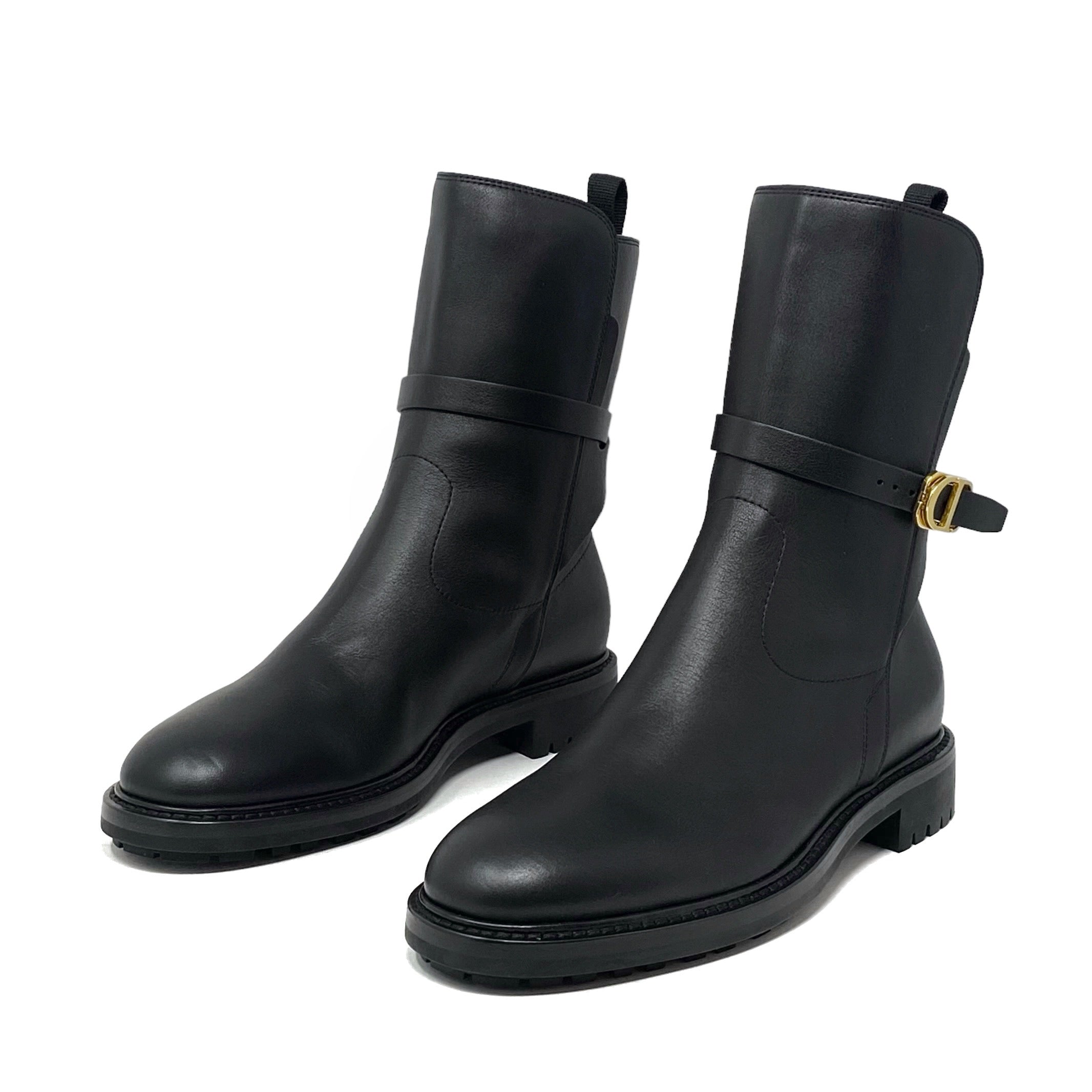 Dior Black Empreinte Combat Boots 38.5