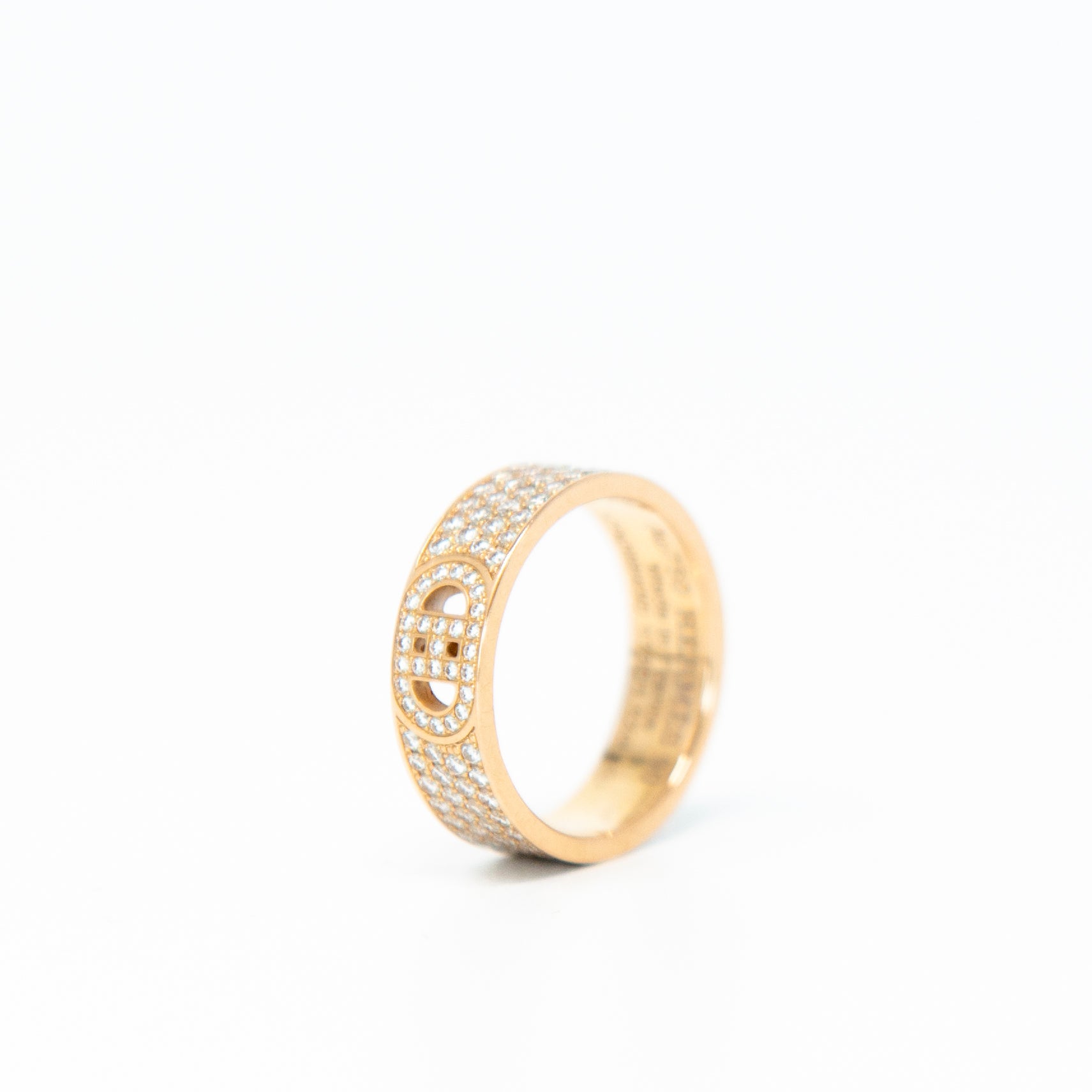 Hermes Rose Gold Diamond Small H d'Ancre Ring
