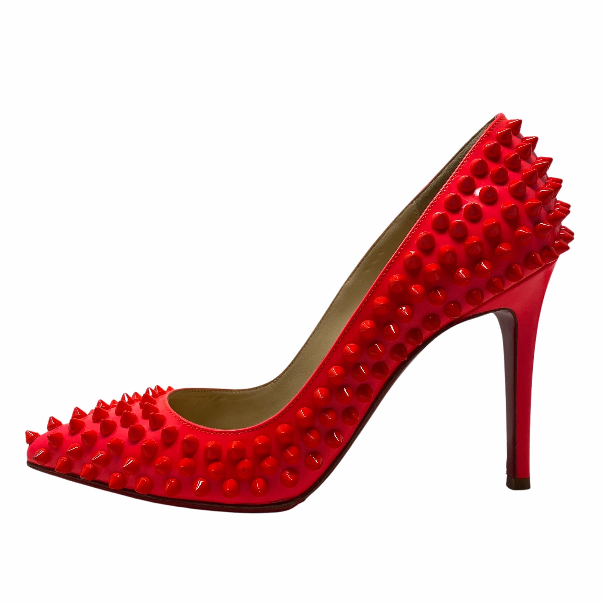 Christian Louboutin Rose Paris Patent Pigalle Spikes 35.5