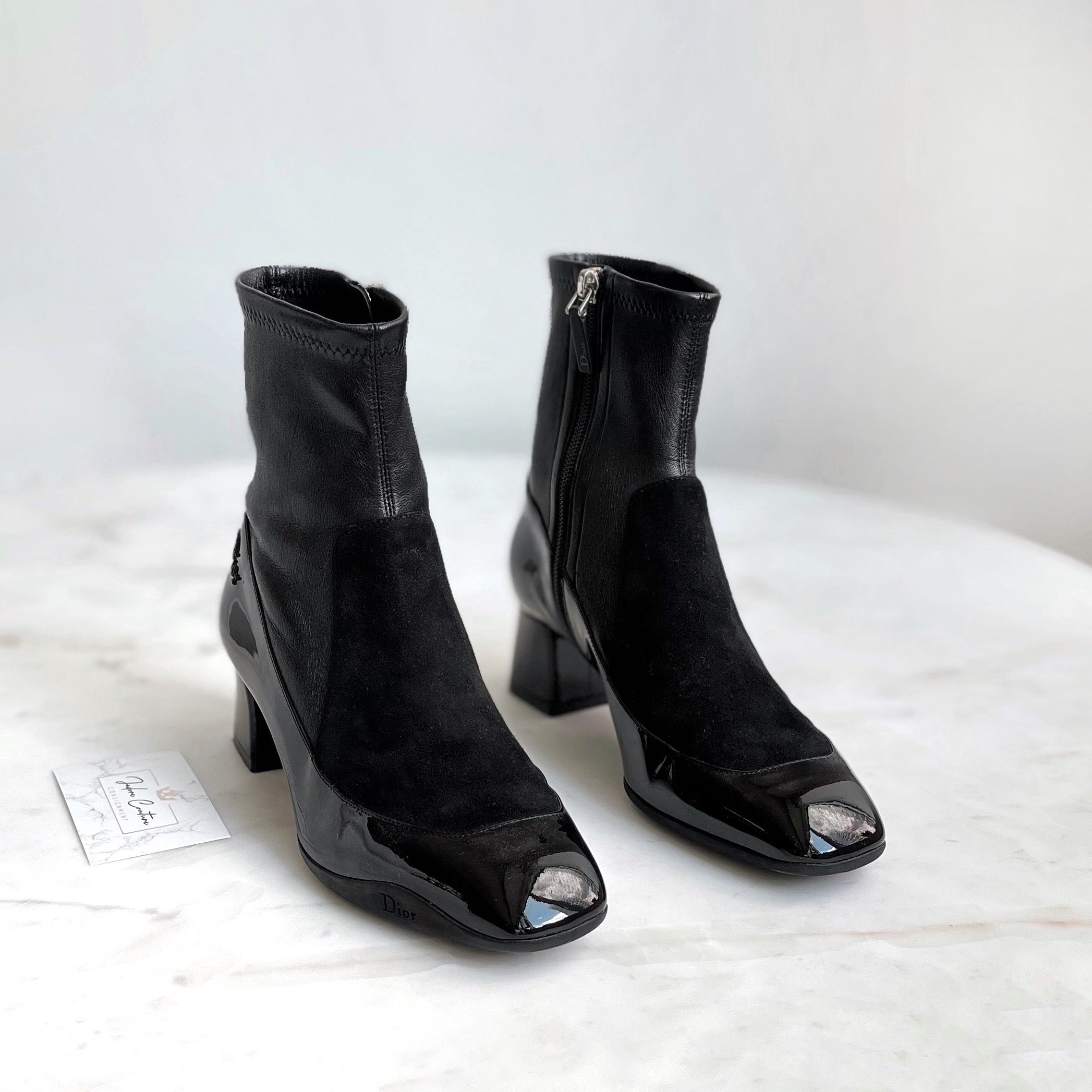 Dior Black Stretch Ankle Boots 36.5