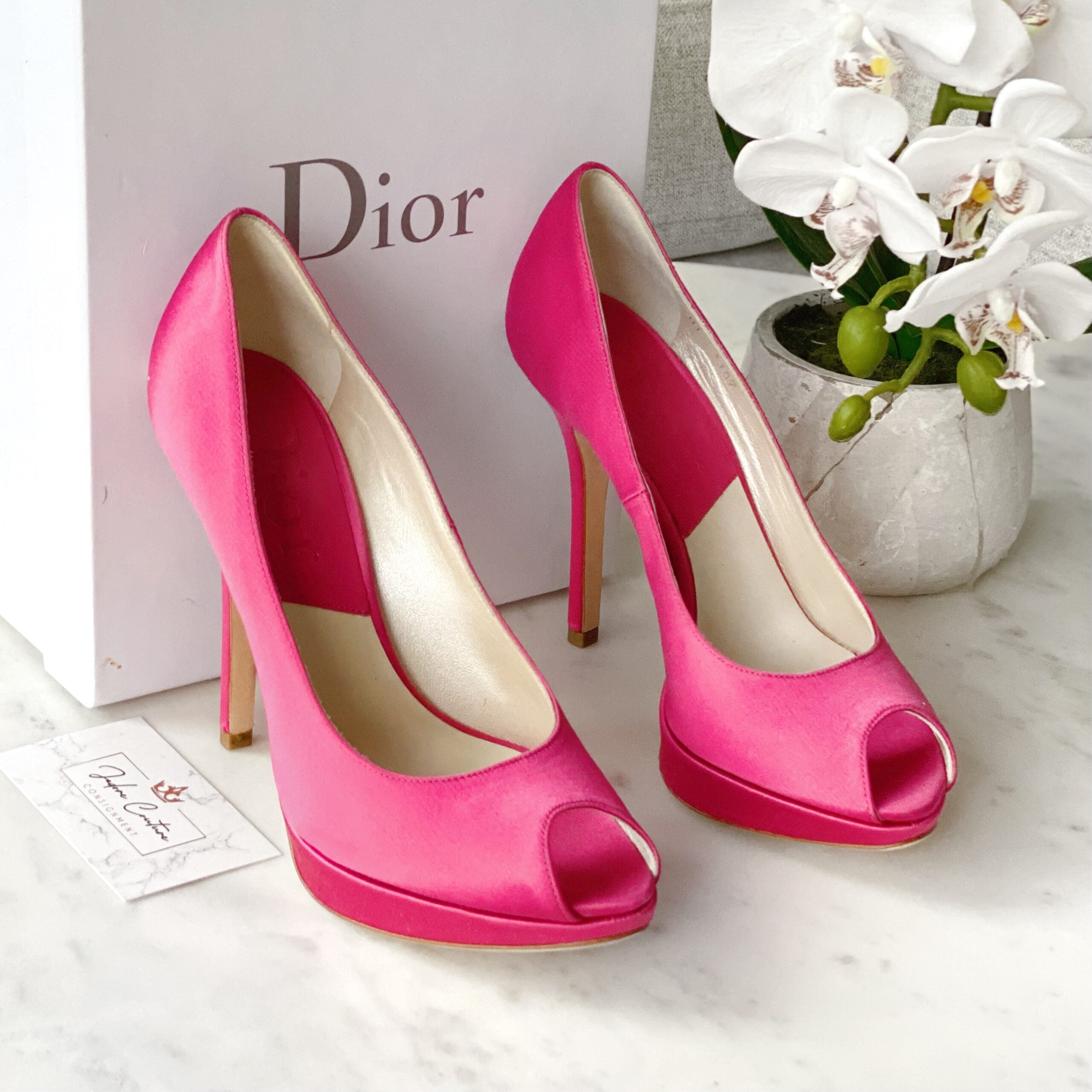 Dior Pink Miss Dior Peep Toe Pumps 35.5