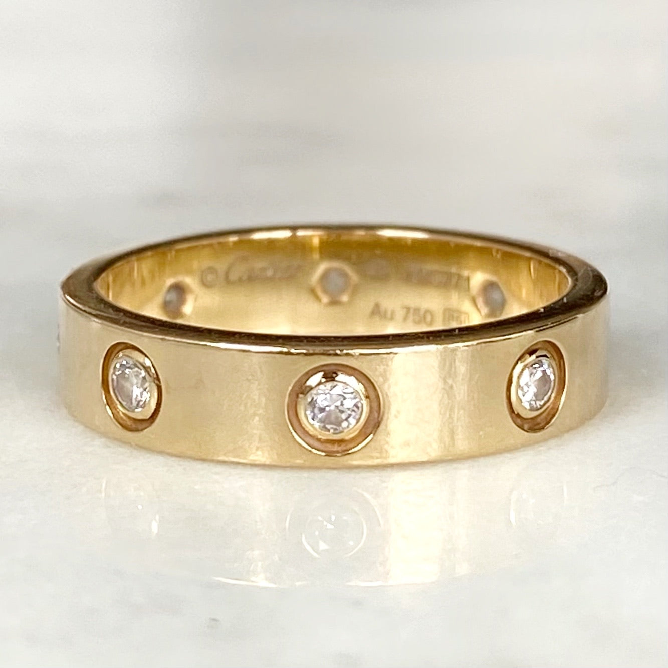 Cartier 18K Yellow Gold 8 Diamond Love Ring 49
