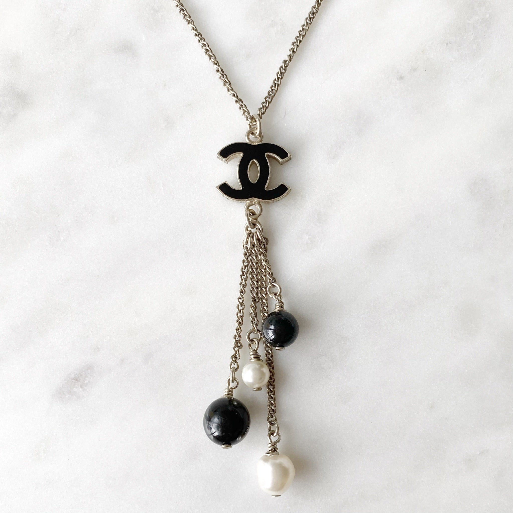 Chanel Pearl Dangle CC Necklace