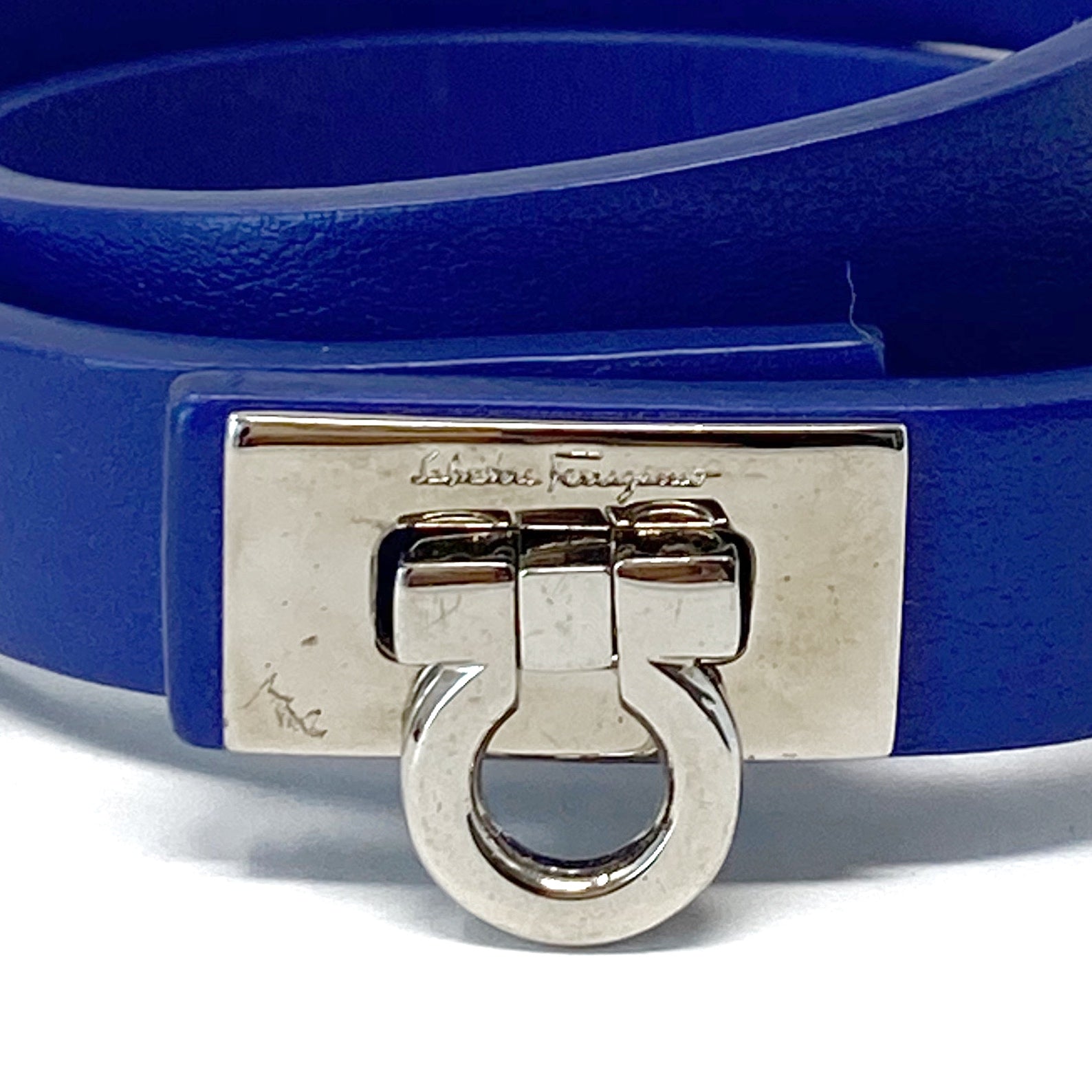 Ferragamo Blue Gancini Double Wrap Bracelet