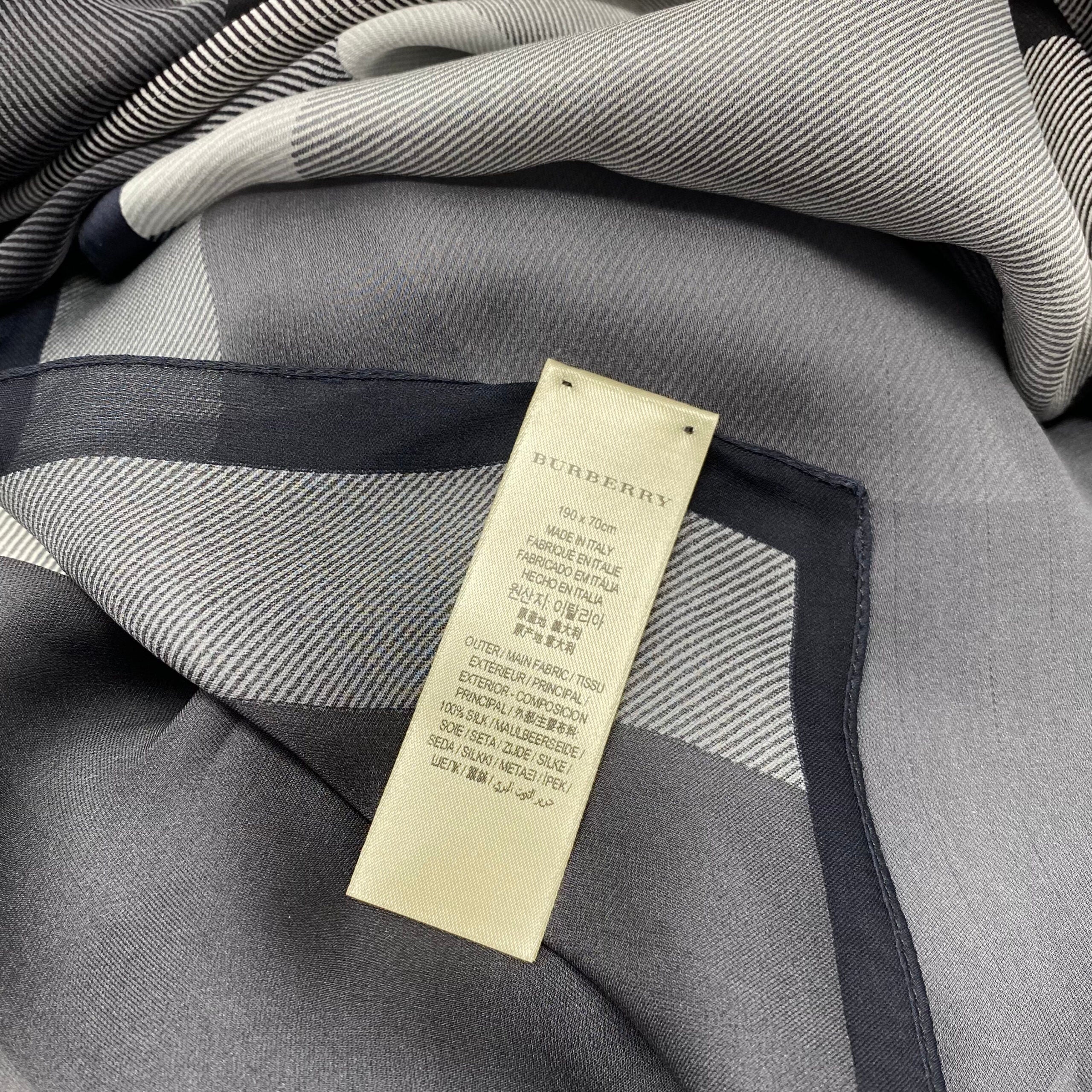 Burberry Gray Silk Check Scarf