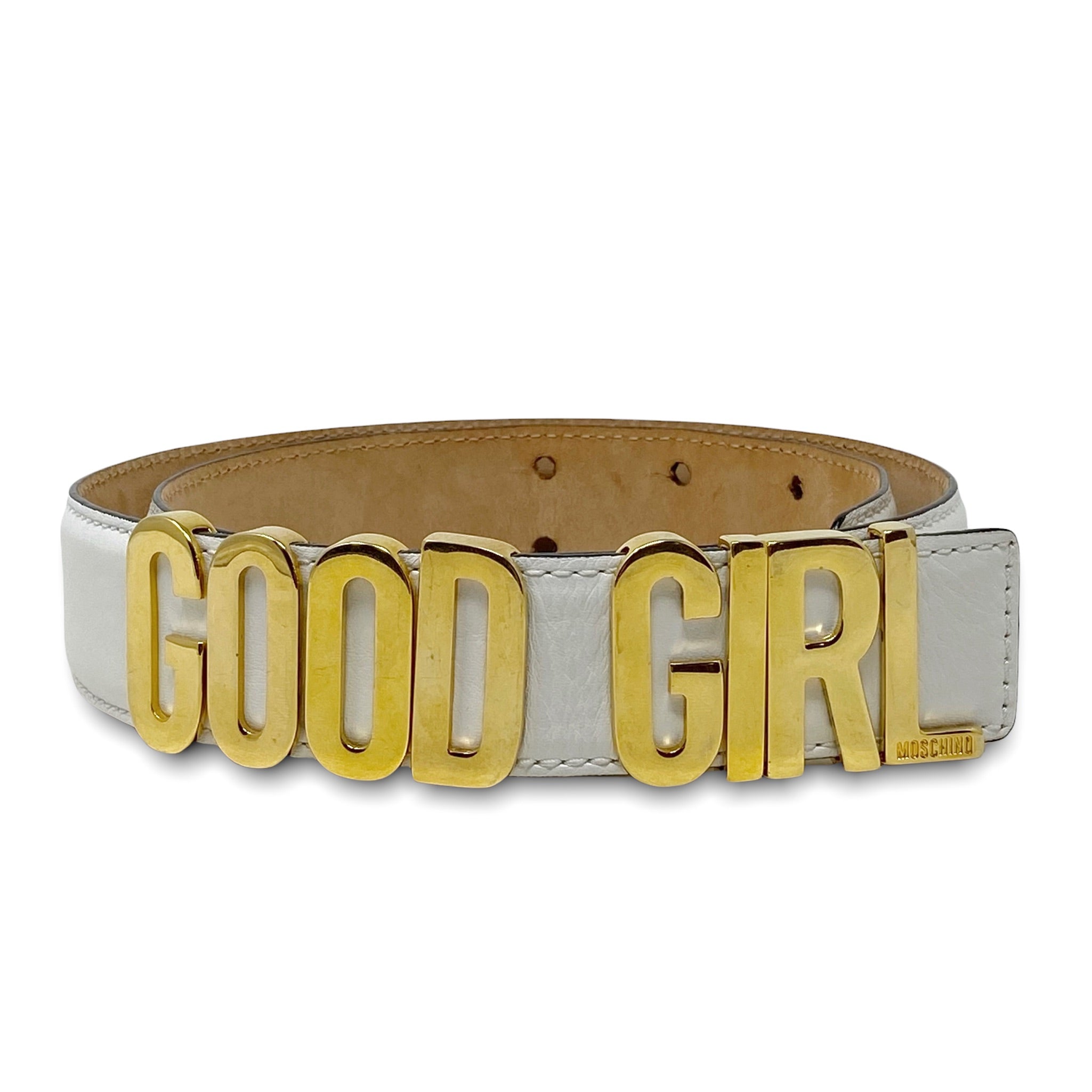 Moschino White Good Girl Buckle Belt 40