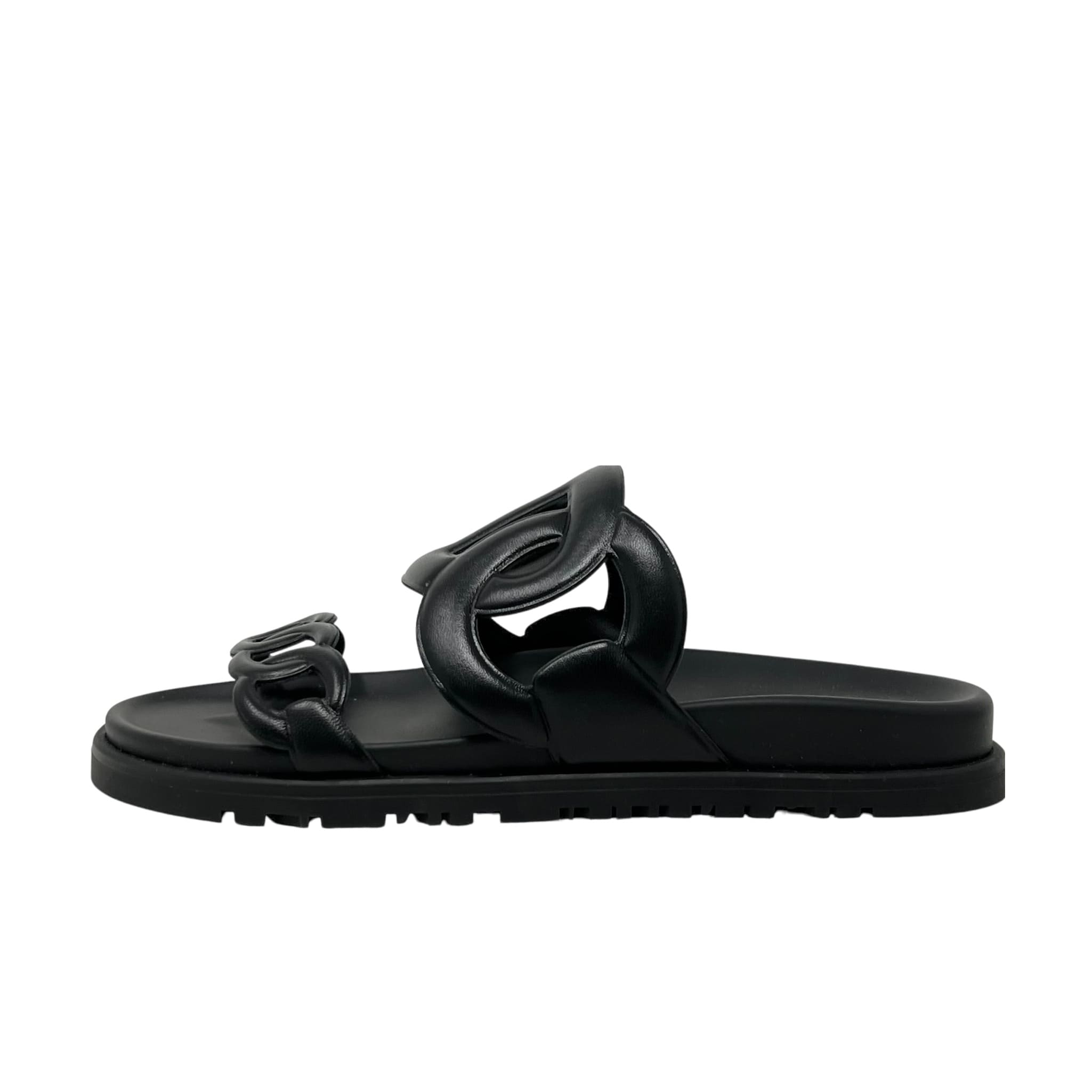 Hermes Noir Nappa Extra Sandals 36
