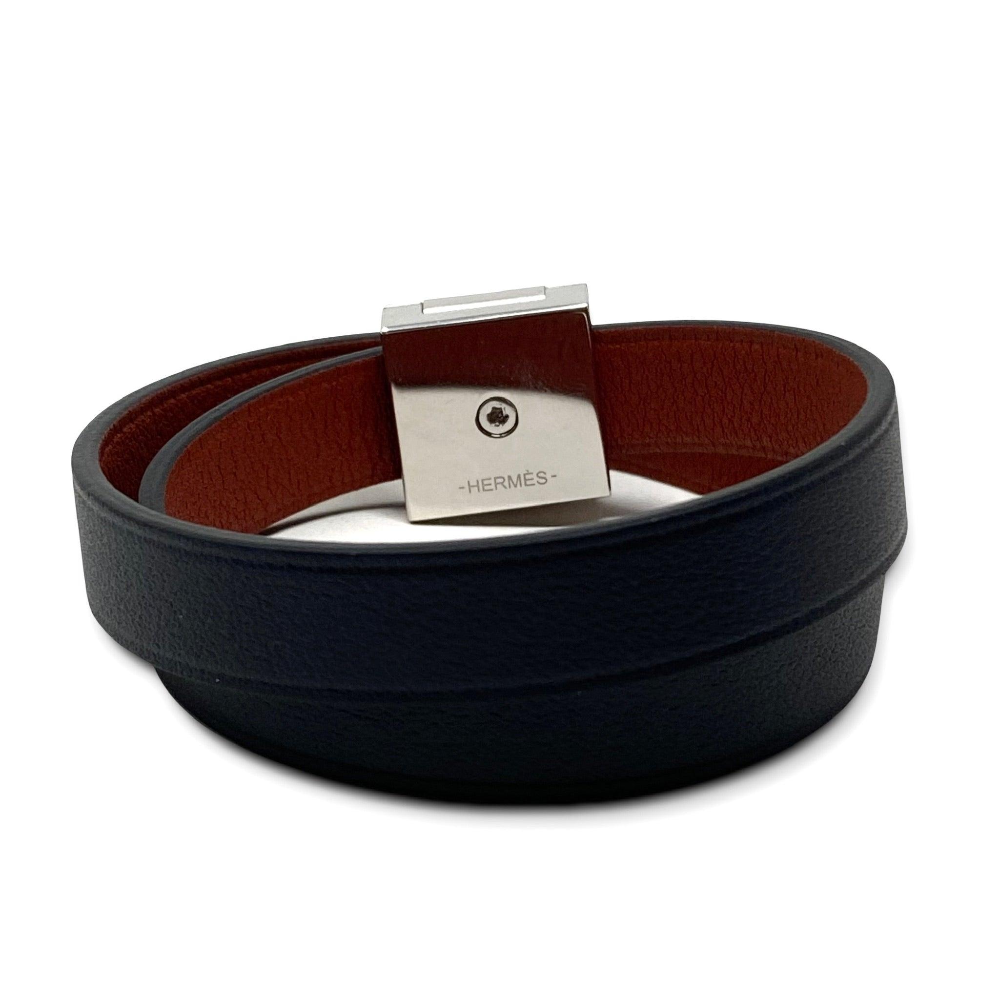 Hermes Noir Swift Medor Infini Double Tour Bracelet T1