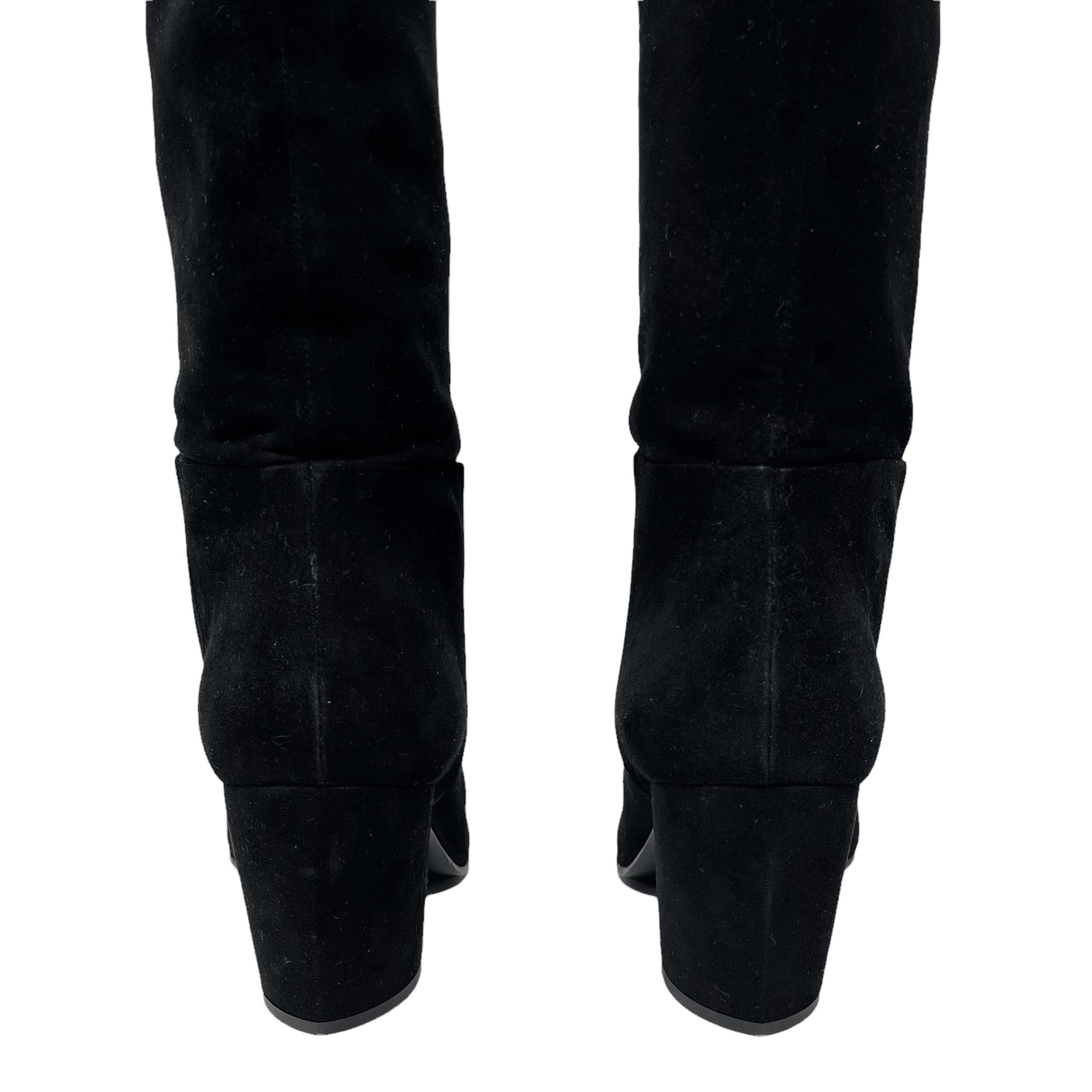 Prada Black Suede Knee High Boots 38.5