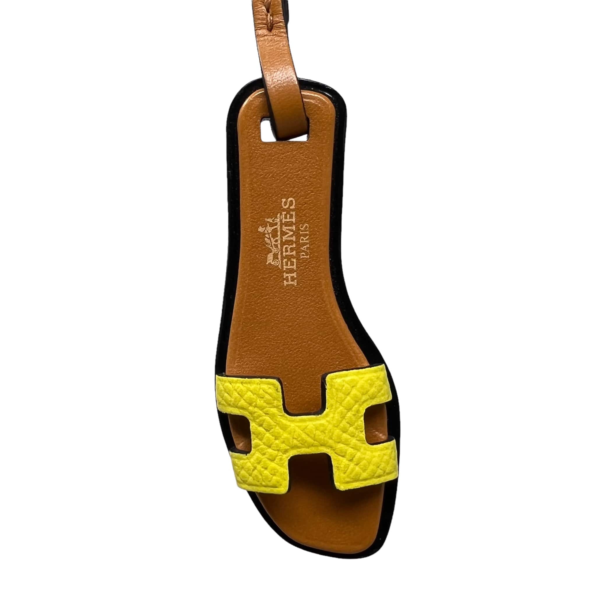 Hermes Lime Epsom Nano Oran Sandals Charm