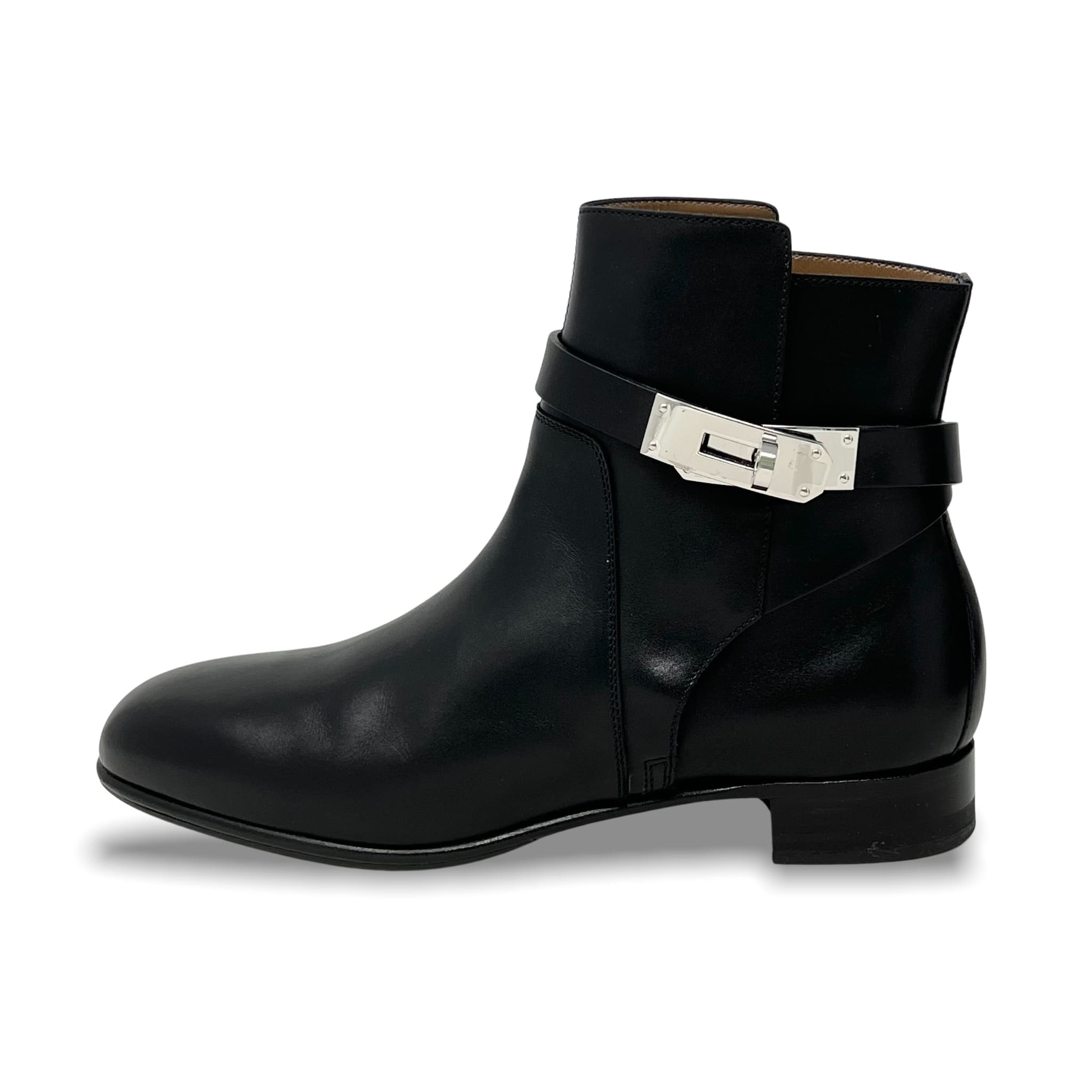 Hermes Noir Calfskin Neo Ankle Boots 36