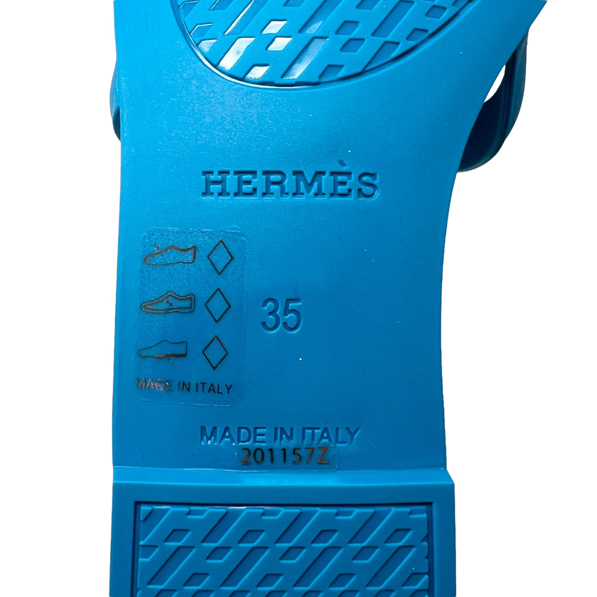 Hermes Blue Vif Rubber Aloha Sandals 35