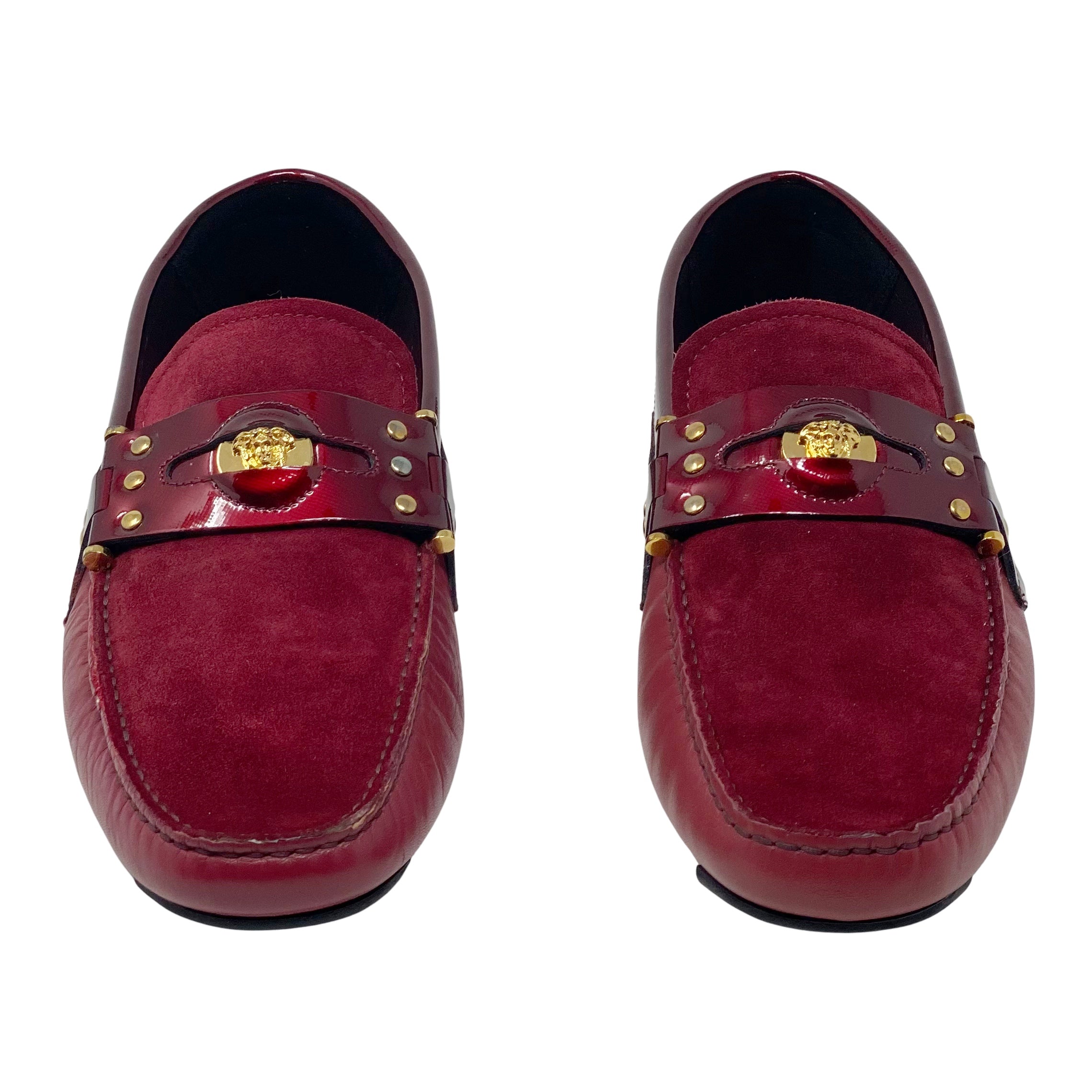 Versace Red Suede Medusa Loafers 40