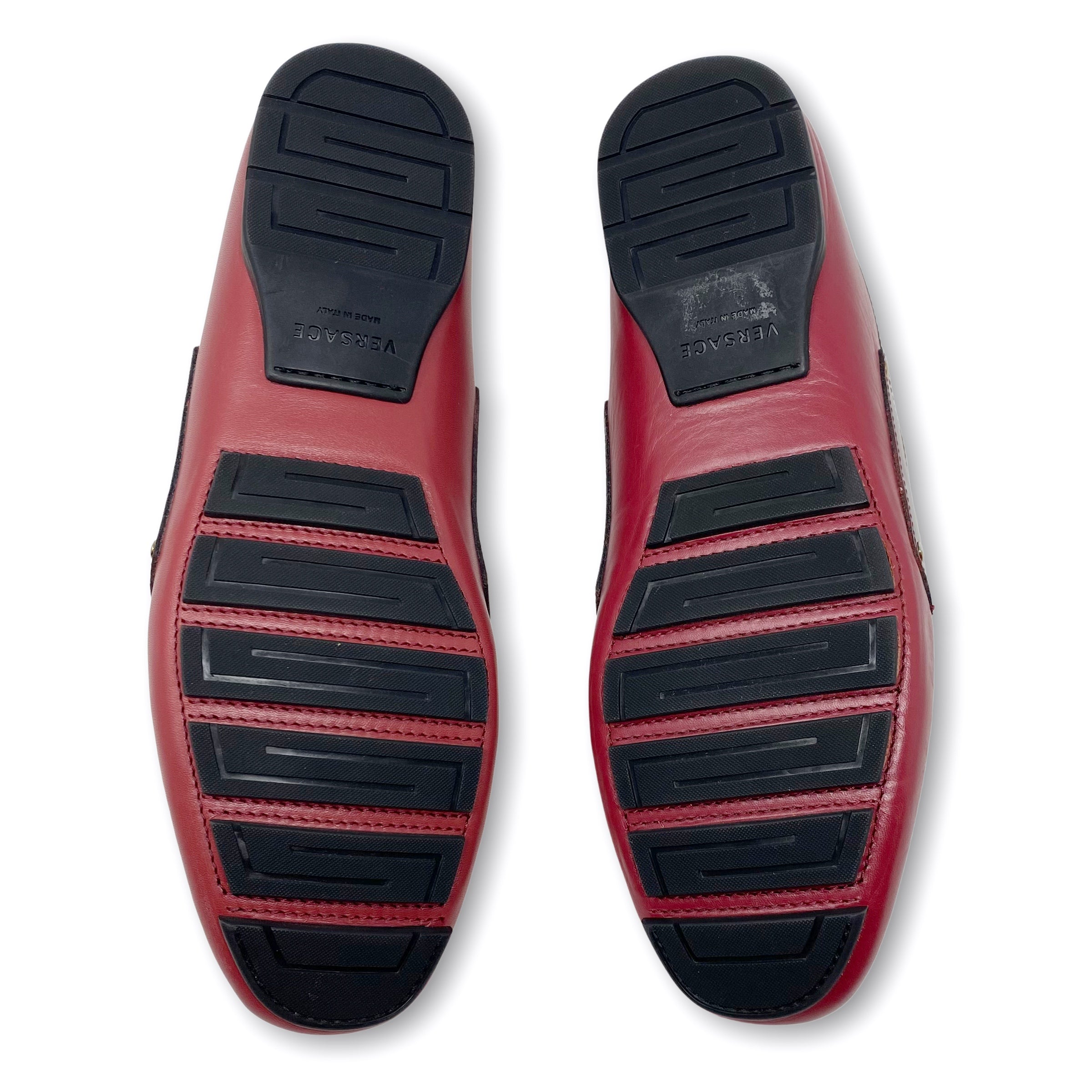 Versace Red Suede Medusa Loafers 40