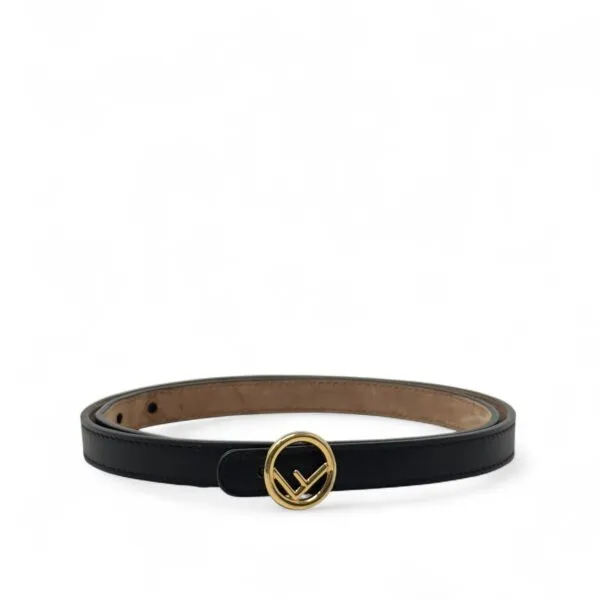 Fendi Black F Logo Slim Belt